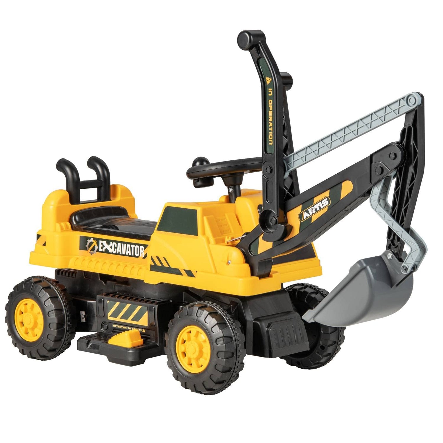 Kids Ride On Excavator with Rotating Seat and Underneath Storage