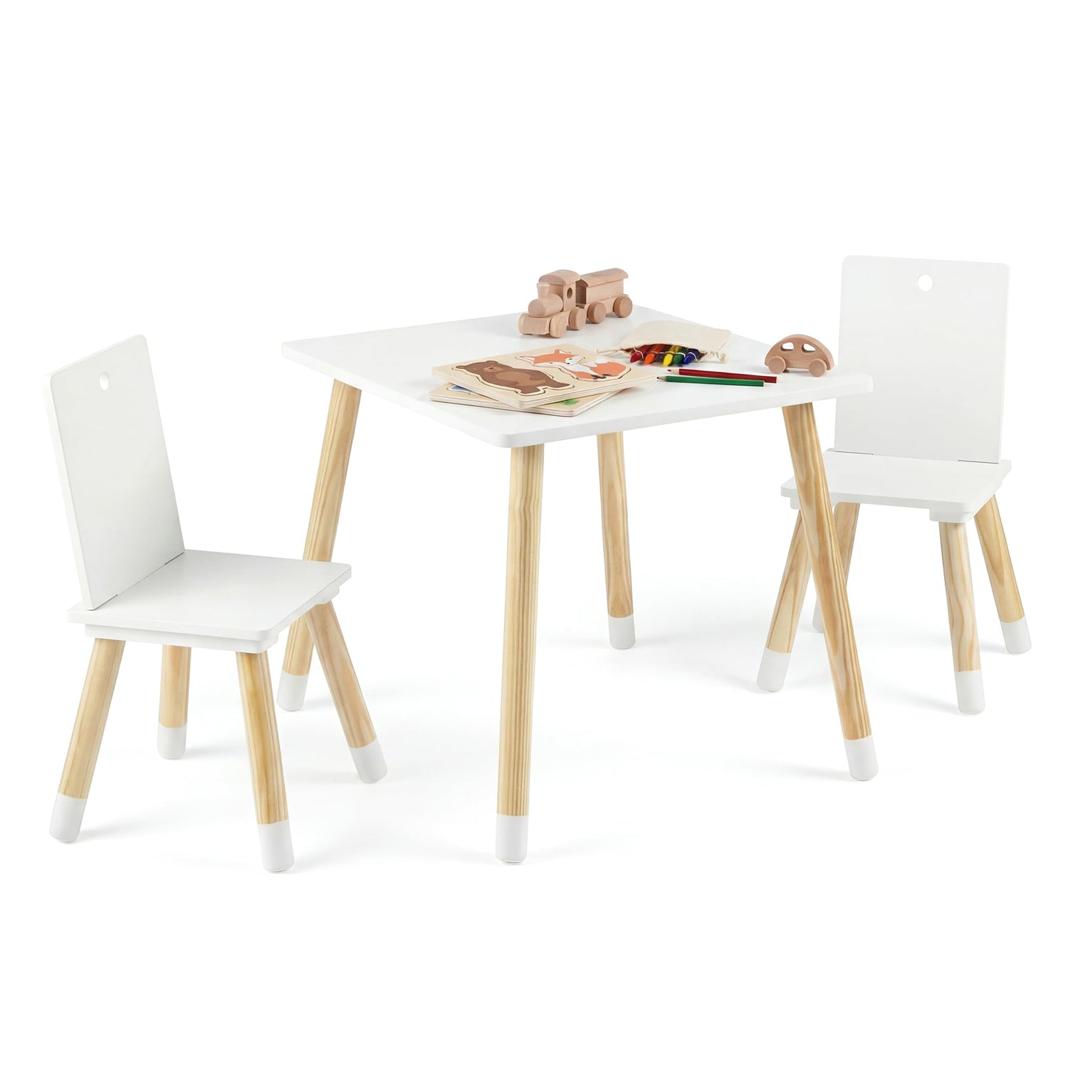 GYMAX Kids Table and Chair Set, Children Activity Table with 2 Chairs