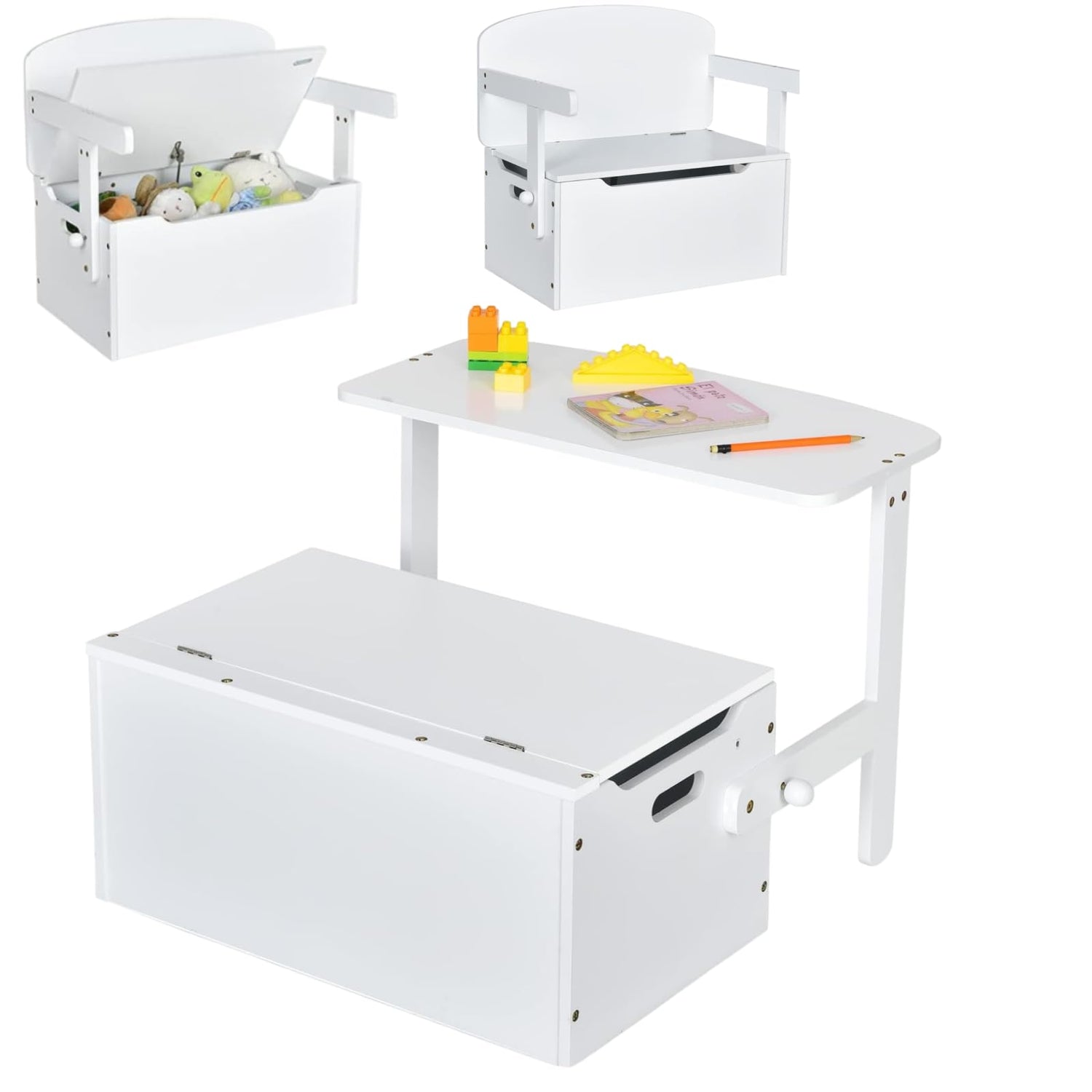 3-in-1 Kids Table and Chair Set with Toy Storage Box