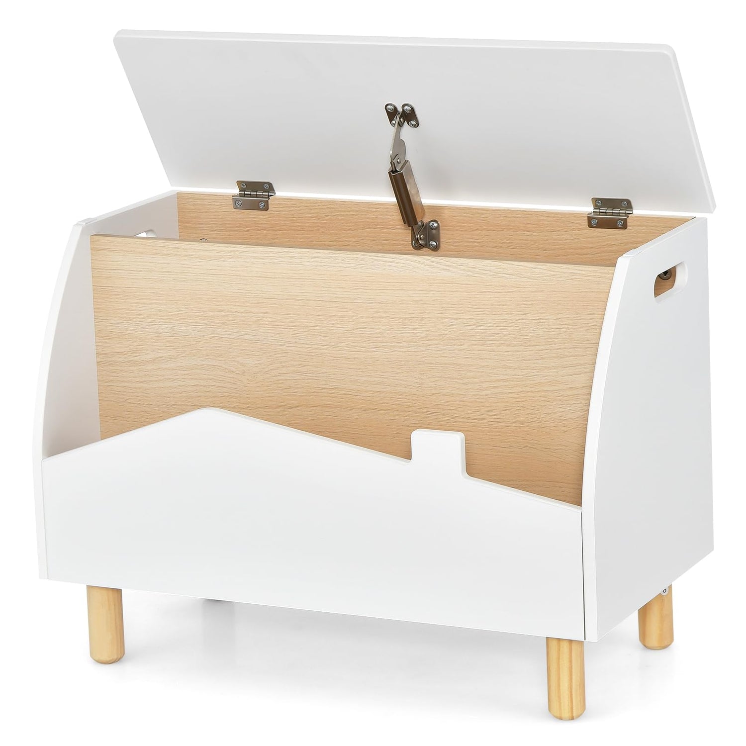 GYMAX Wooden Toy Box, Kids Storage Chest with Book Storage Space