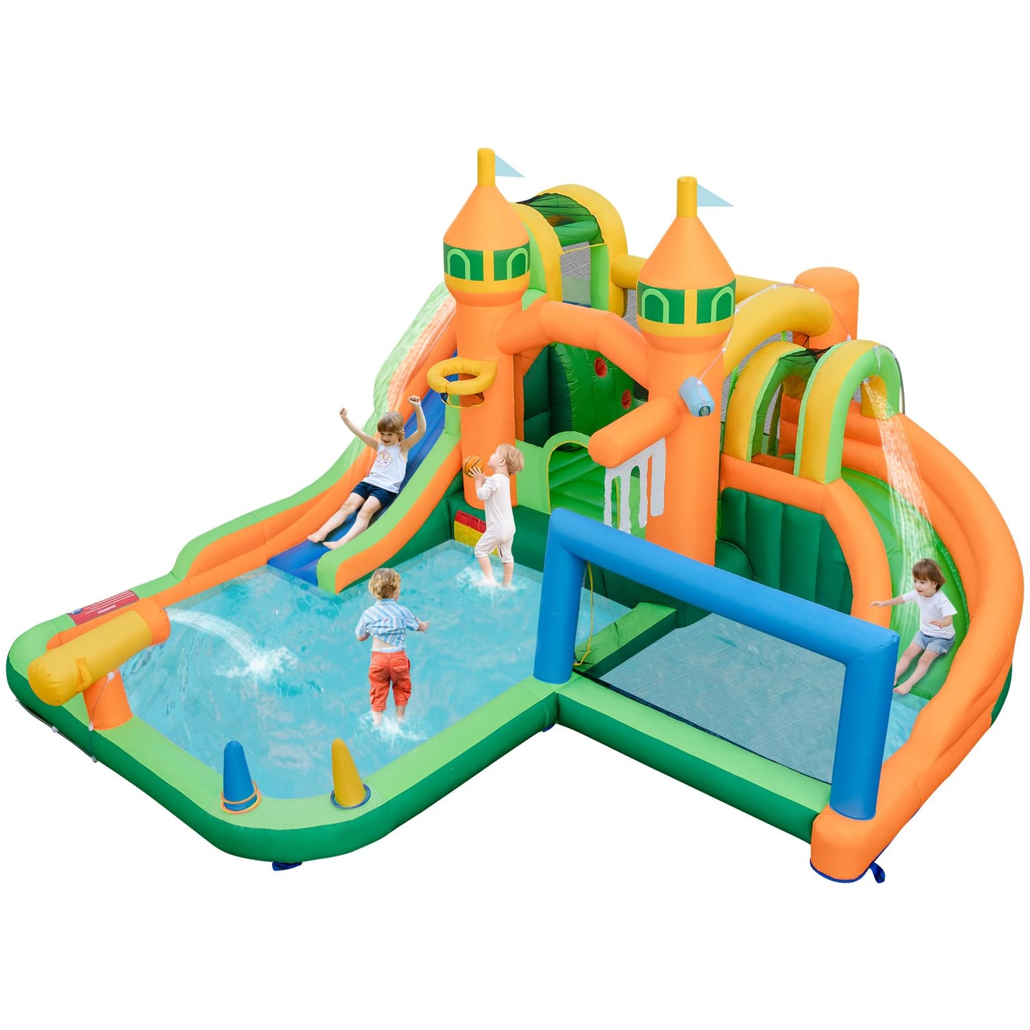 GYMAX Kids Bouncy Castle with Slide & Carry Bag
