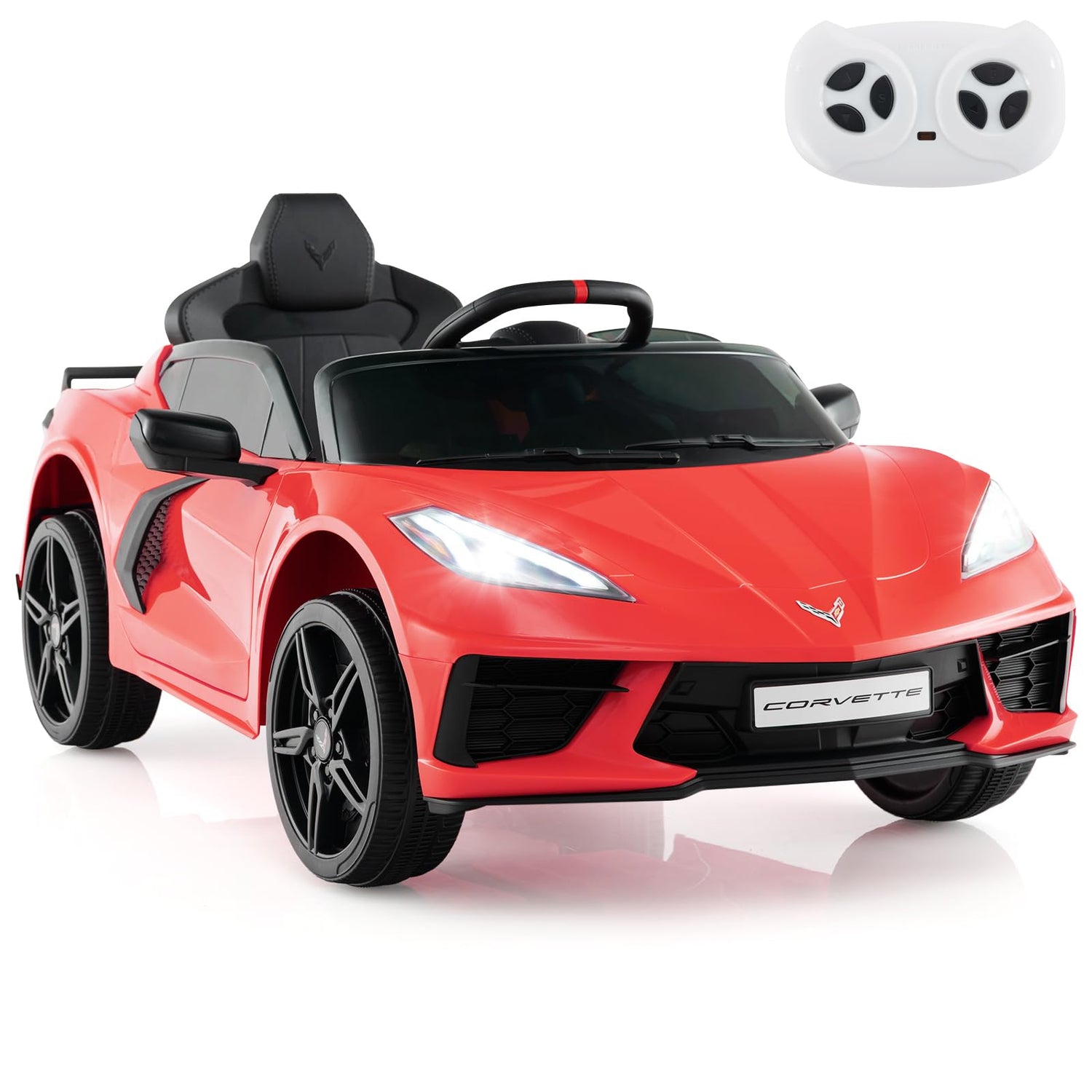 GYMAX Kids Ride on Car, 12V Licensed Chevrolet Corvette Toy Car with Remote Control
