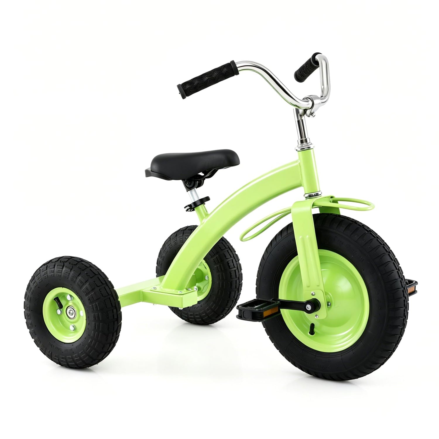 Kids Tricycle, Carbon Steel Toddler Trike with Inflatable Rubber Tires, Adjustable Handlebar & Seat