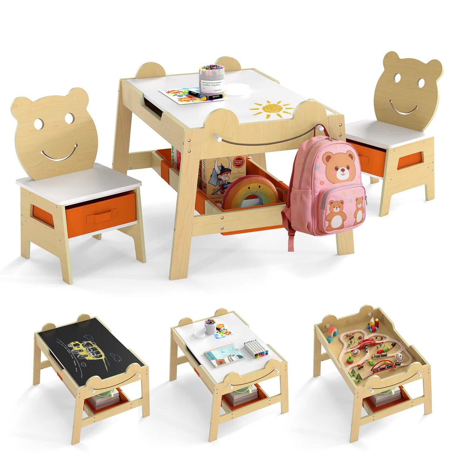 Kids Table and Chairs, Multifunctional Activity Desk (70 x 60.5 x 50 cm)
