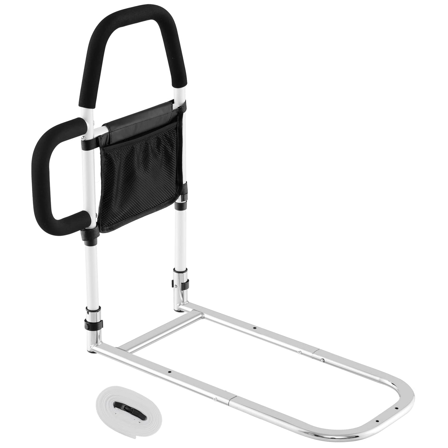 GYMAX Safety Bed Rail, Metal Bedside Assist Rail with Dual Foam Handles
