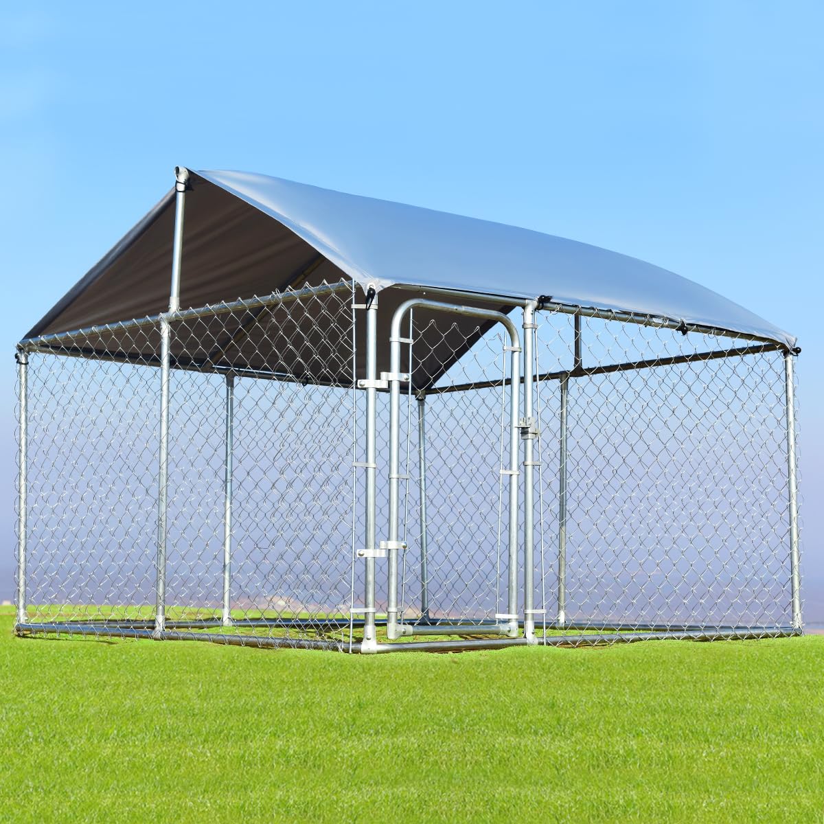 GYMAX 230 x 233cm Outdoor Pet Playpen with Roof Cover