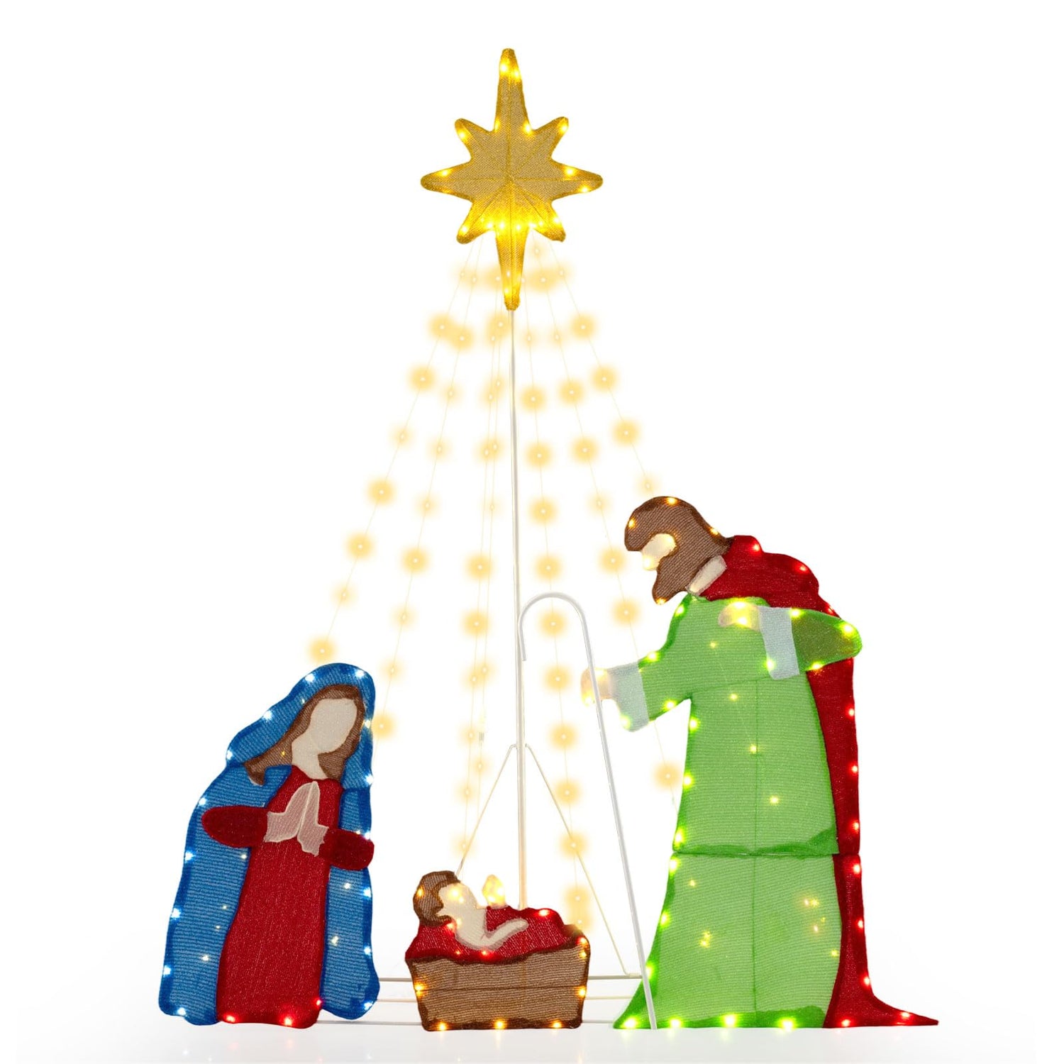 Christmas Nativity Set, Lighted Xmas Holy Family Scene with LED Lights