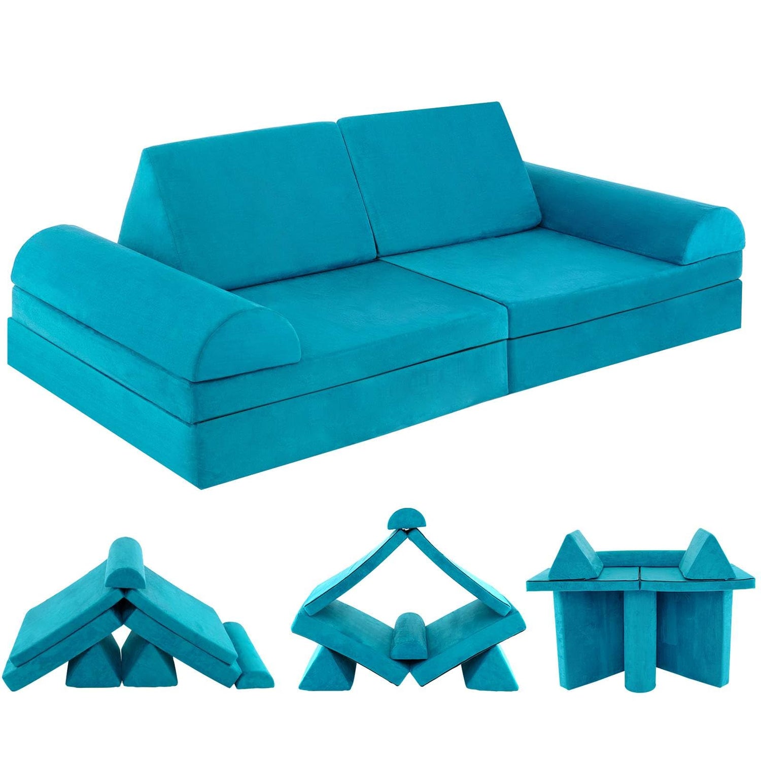 6 Pieces Modular Convertible Kids Play Couch Sofa