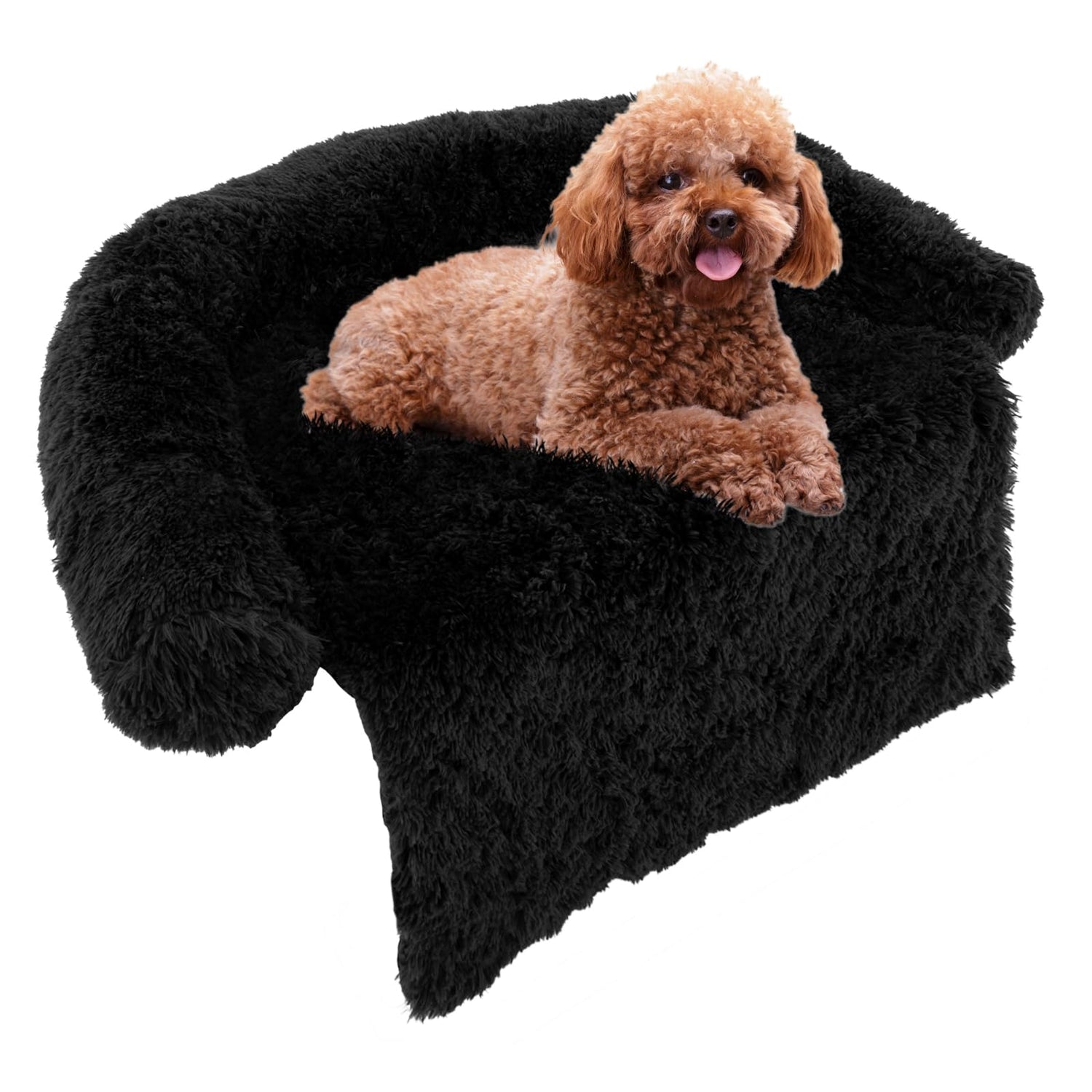 GYMAX Plush Pet Bed, S/M/L Calming Fluffy Dog Couch with Double Anti-Slip Design