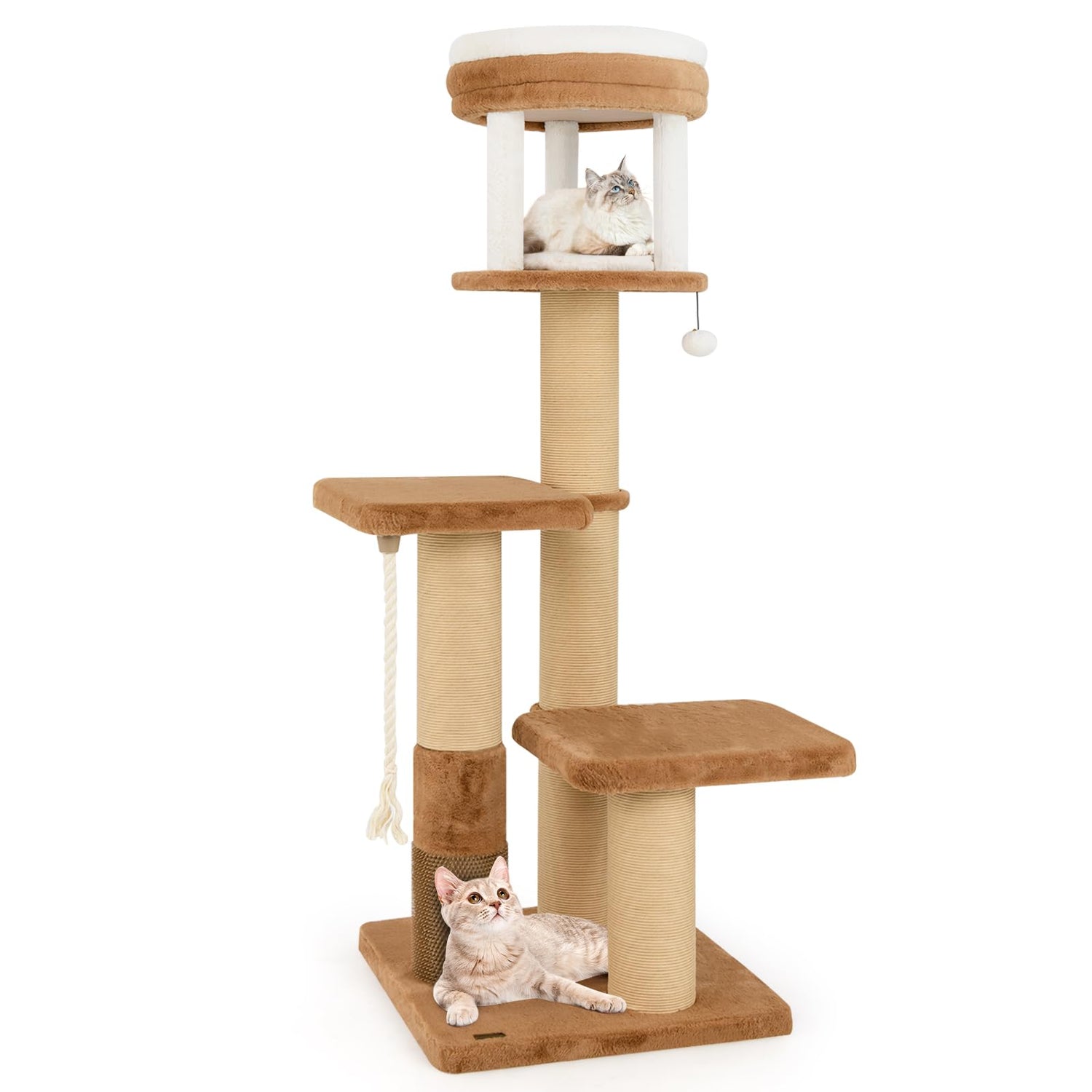 GYMAX Cat Tree, 166cm Tall Cat Tower with Scratching Posts