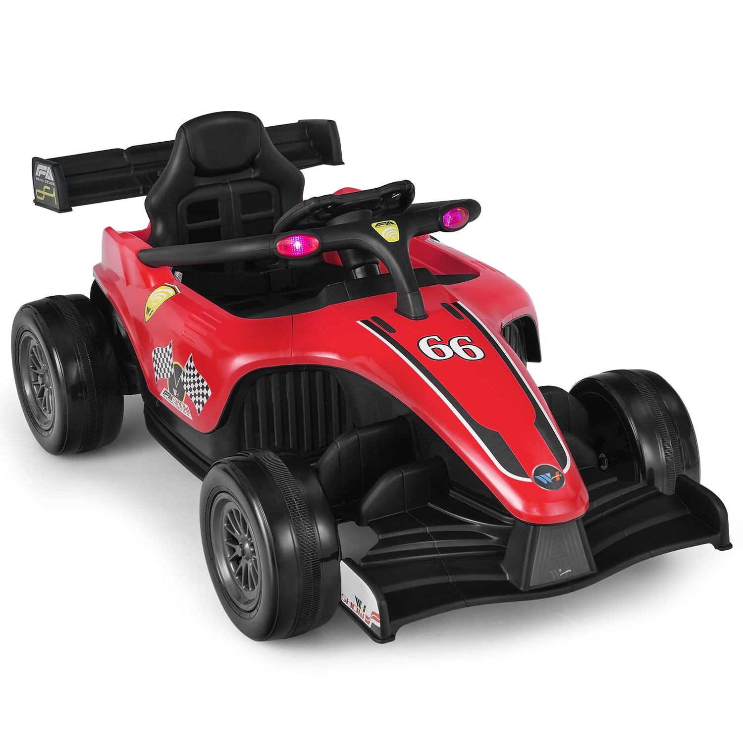 GYMAX Kids Electric Ride on Car, 12V Battery Powered Toy Car with Remote Control, LED Lights, USB, MP3