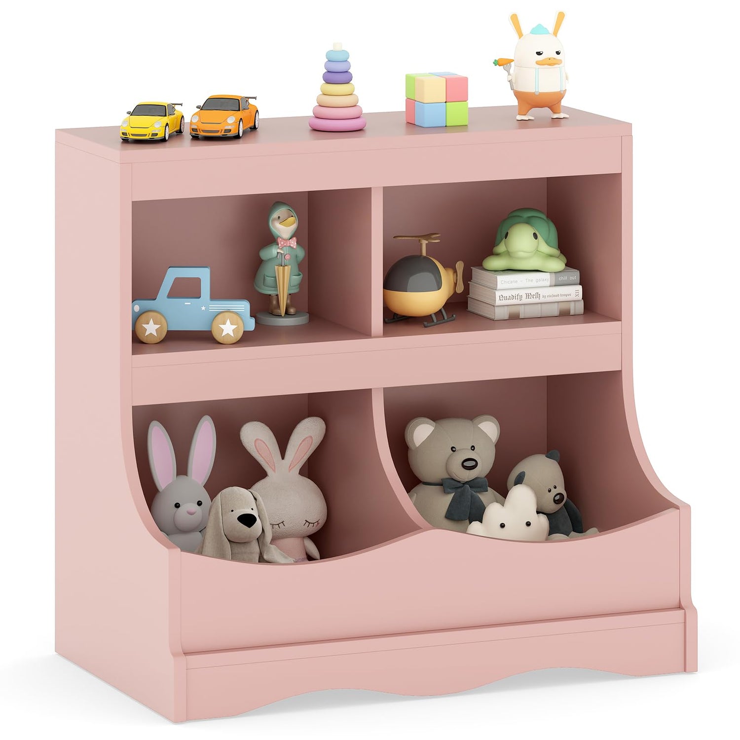 Kids Floor Cabinet Multi-Functional Bookcase -Gray
