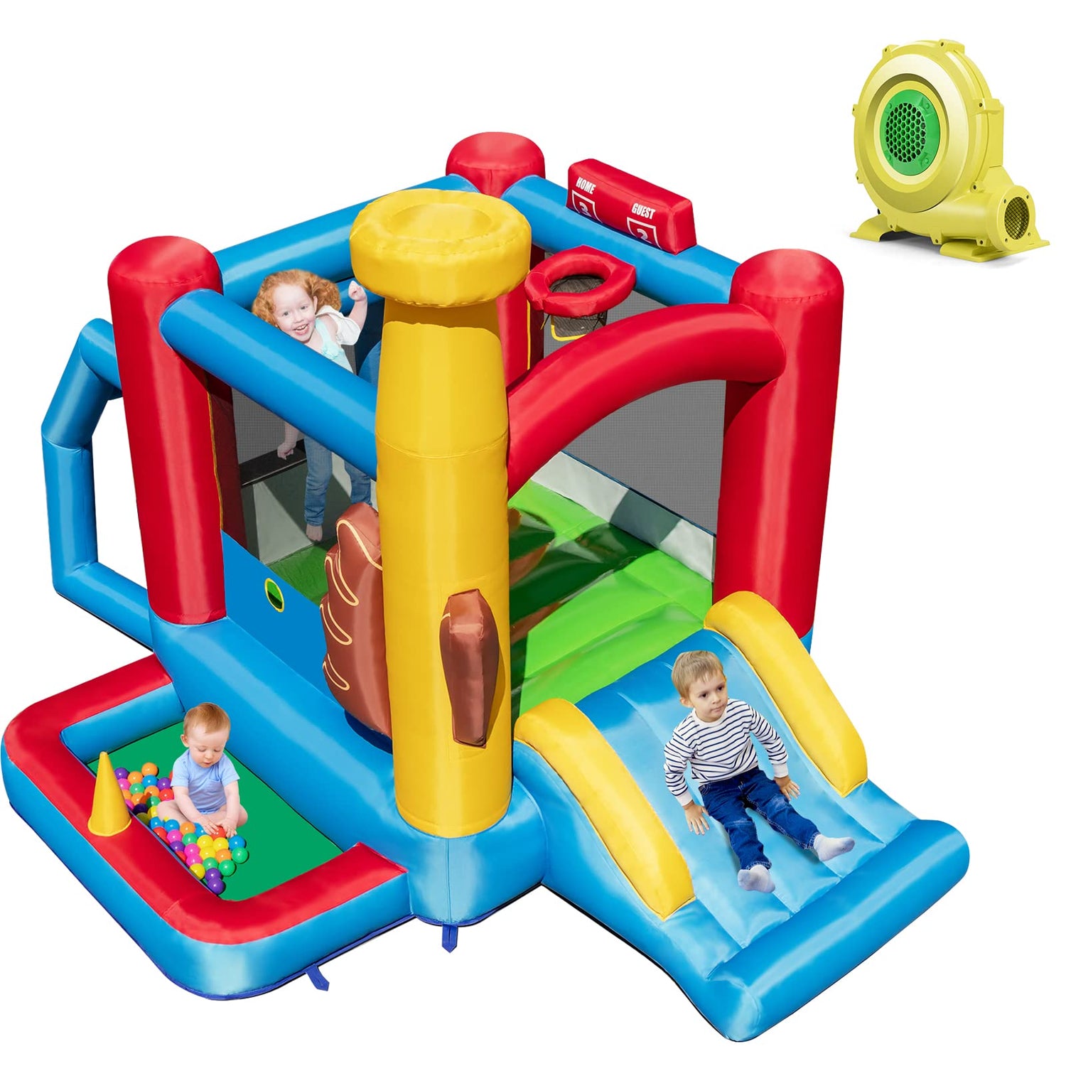 GYMAX Kids Bouncy Castle with 680W Blower
