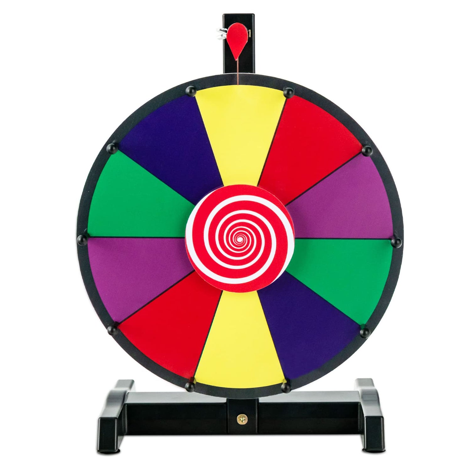 GYMAX Color Prize Wheel, 12" Tabletop Spinning Game with 10 Slots