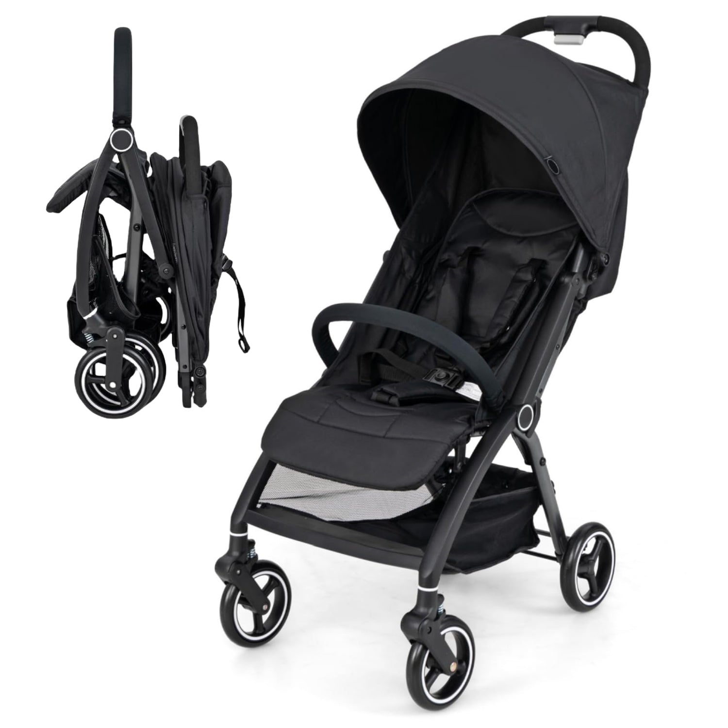GYMAX Baby Stroller, Foldable Toddler Pushchair with Adjustable Backrest