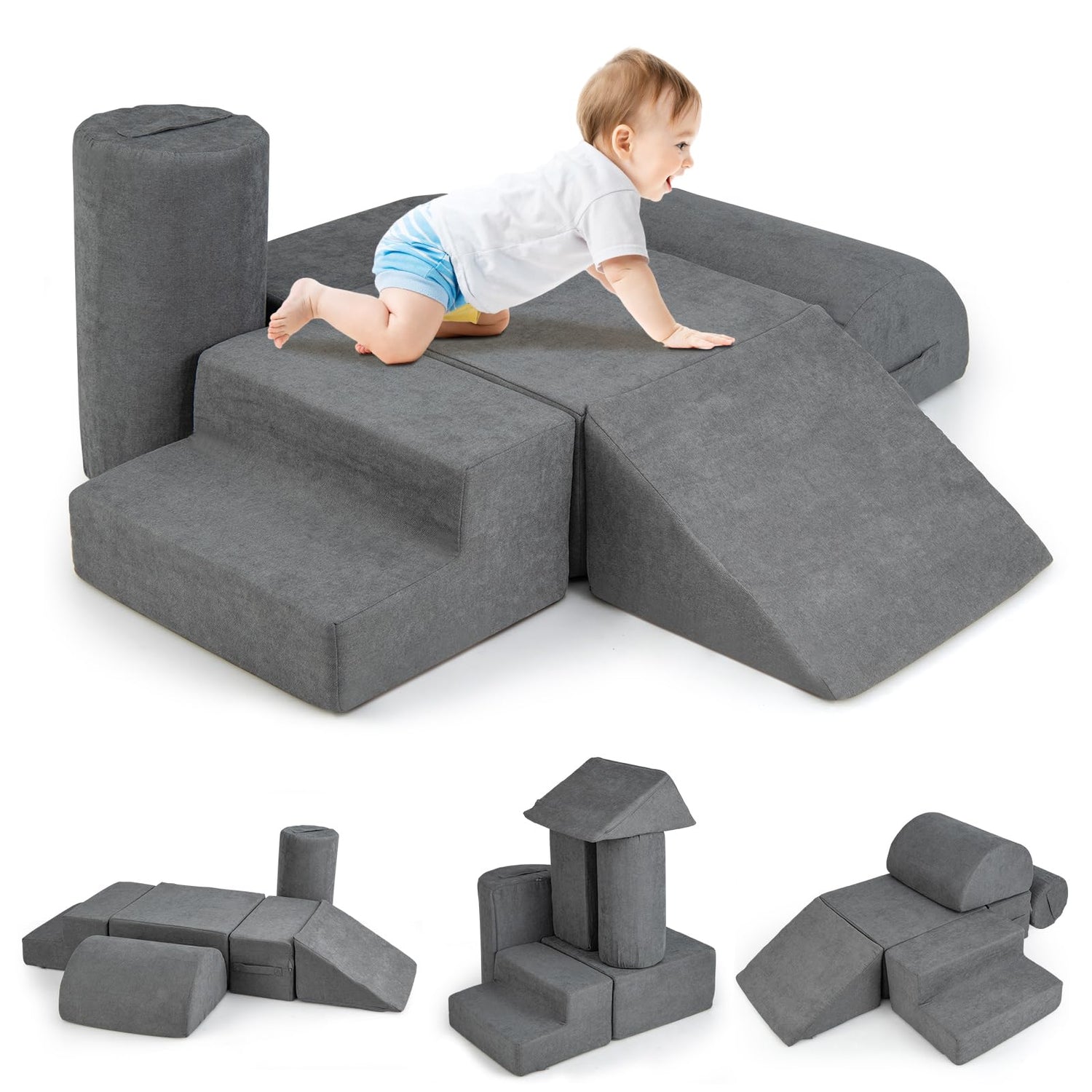 GYMAX 6 Pieces Soft Play Equipment for Toddlers