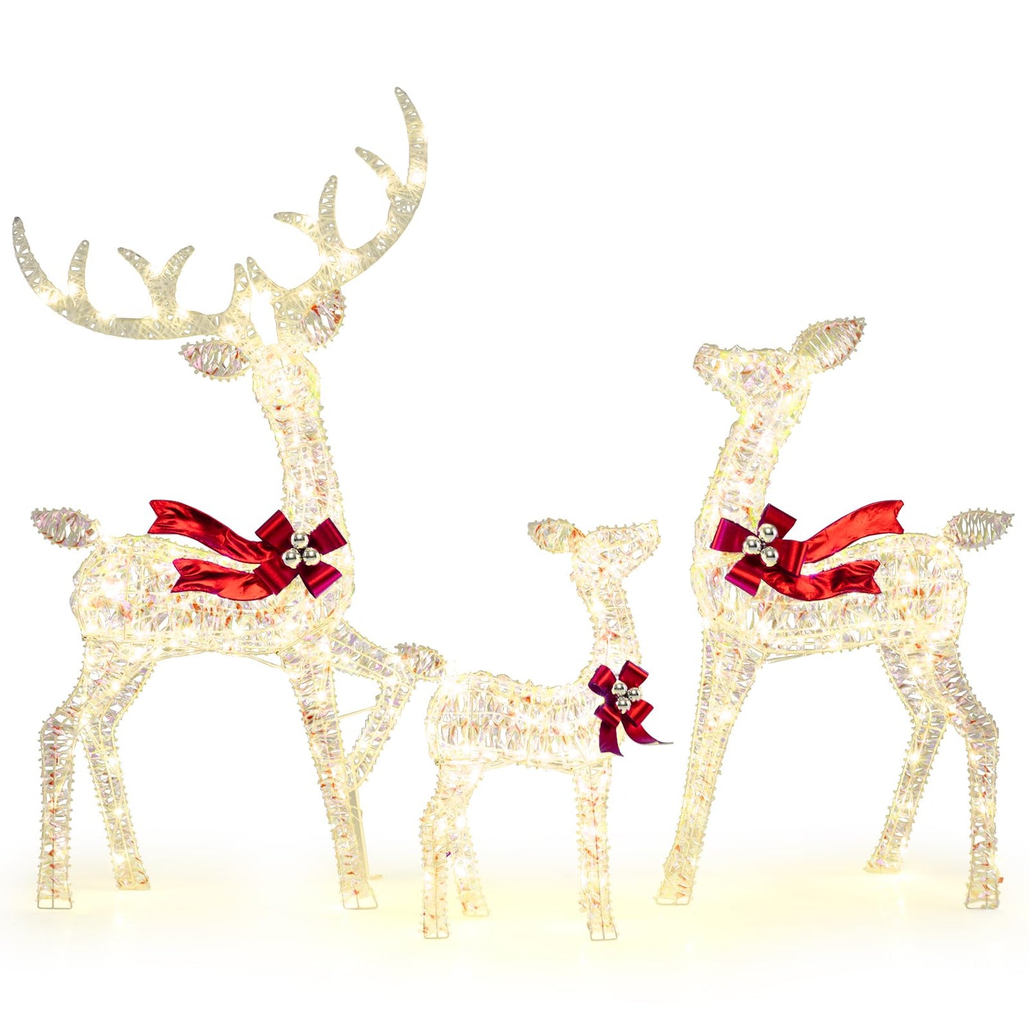 1/2/3-Piece Pre-Lit Christmas Reindeer, Light Up Garden Christmas Figure Decorations with LED Lights