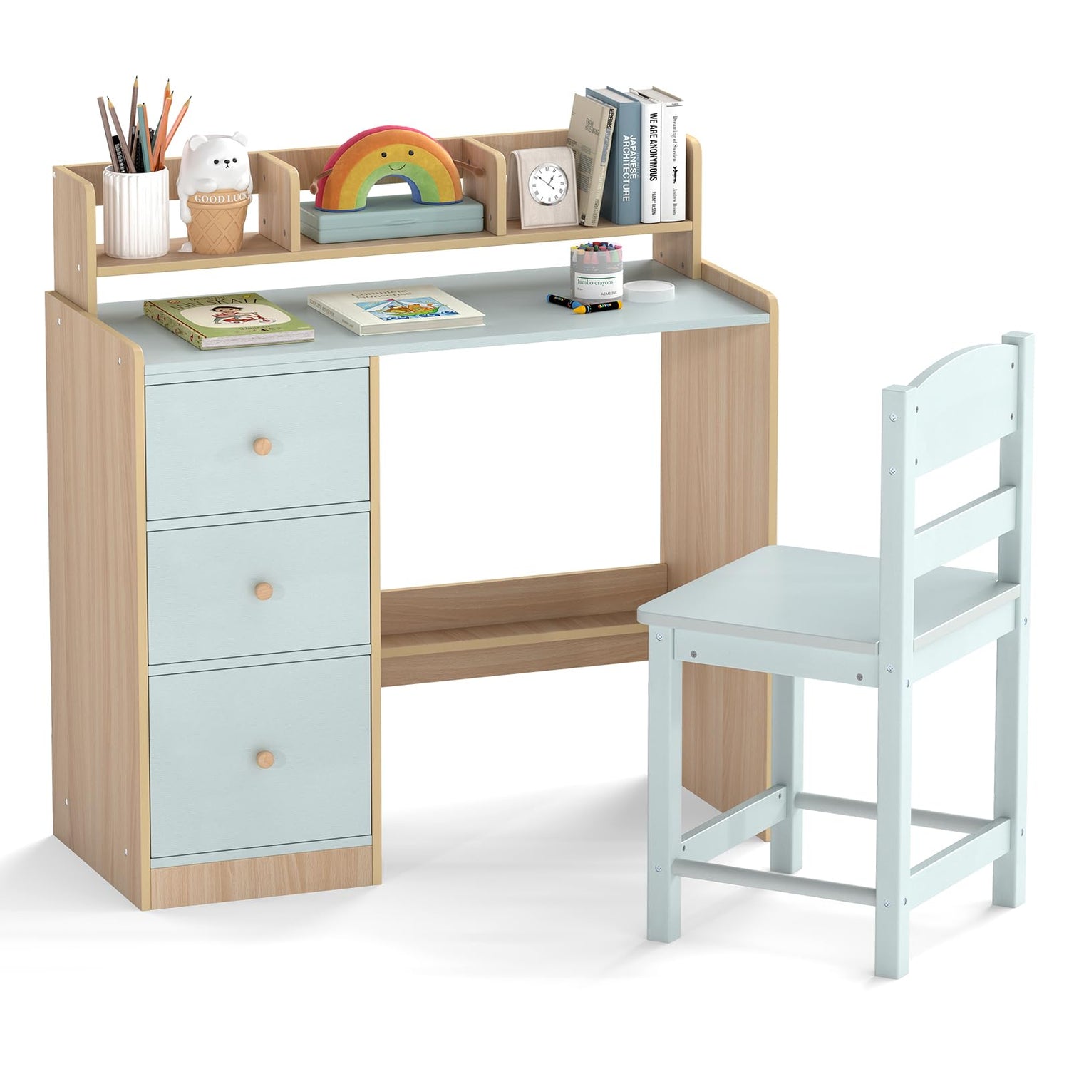 Wooden Student Study Table with 3 Drawers