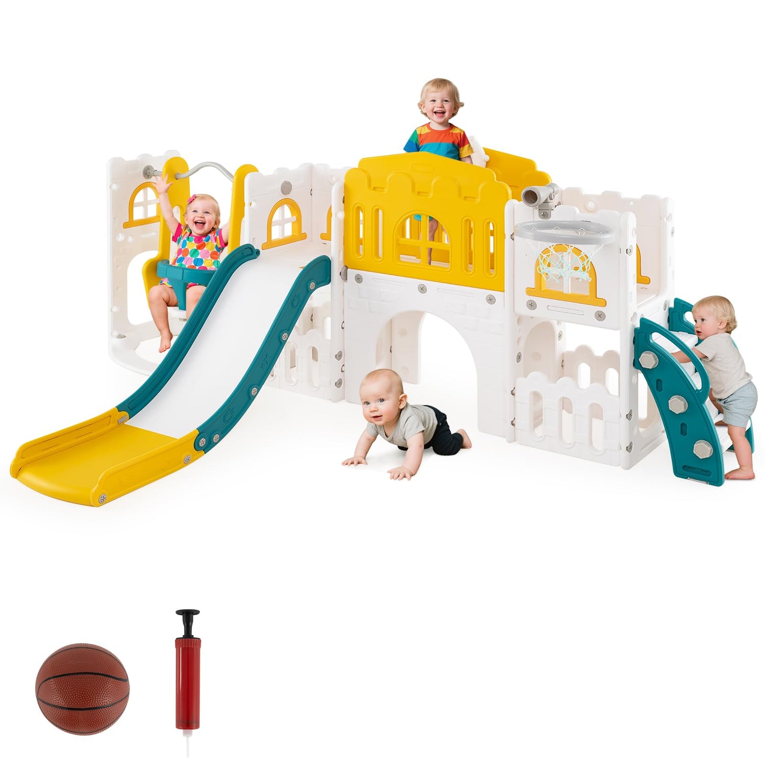 10 in 1 Toddler Swing and Slide Set Kids Indoor Playground