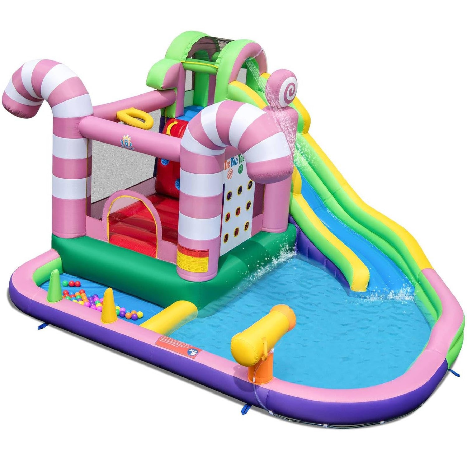GYMAX 9 in 1 Kids Bouncy Castle with Slide