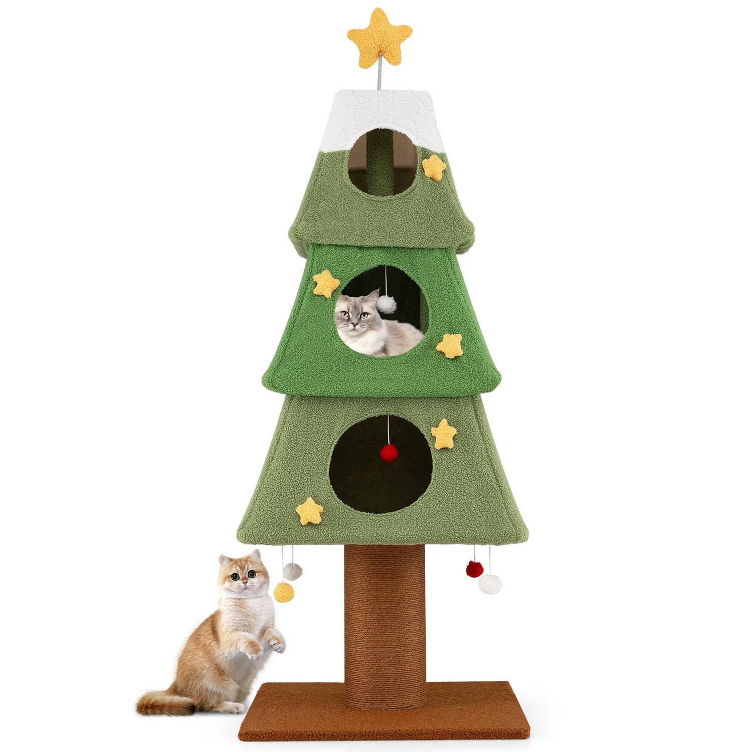 Christmas Tree Shape Cats Tower with Condos for Indoor Cats