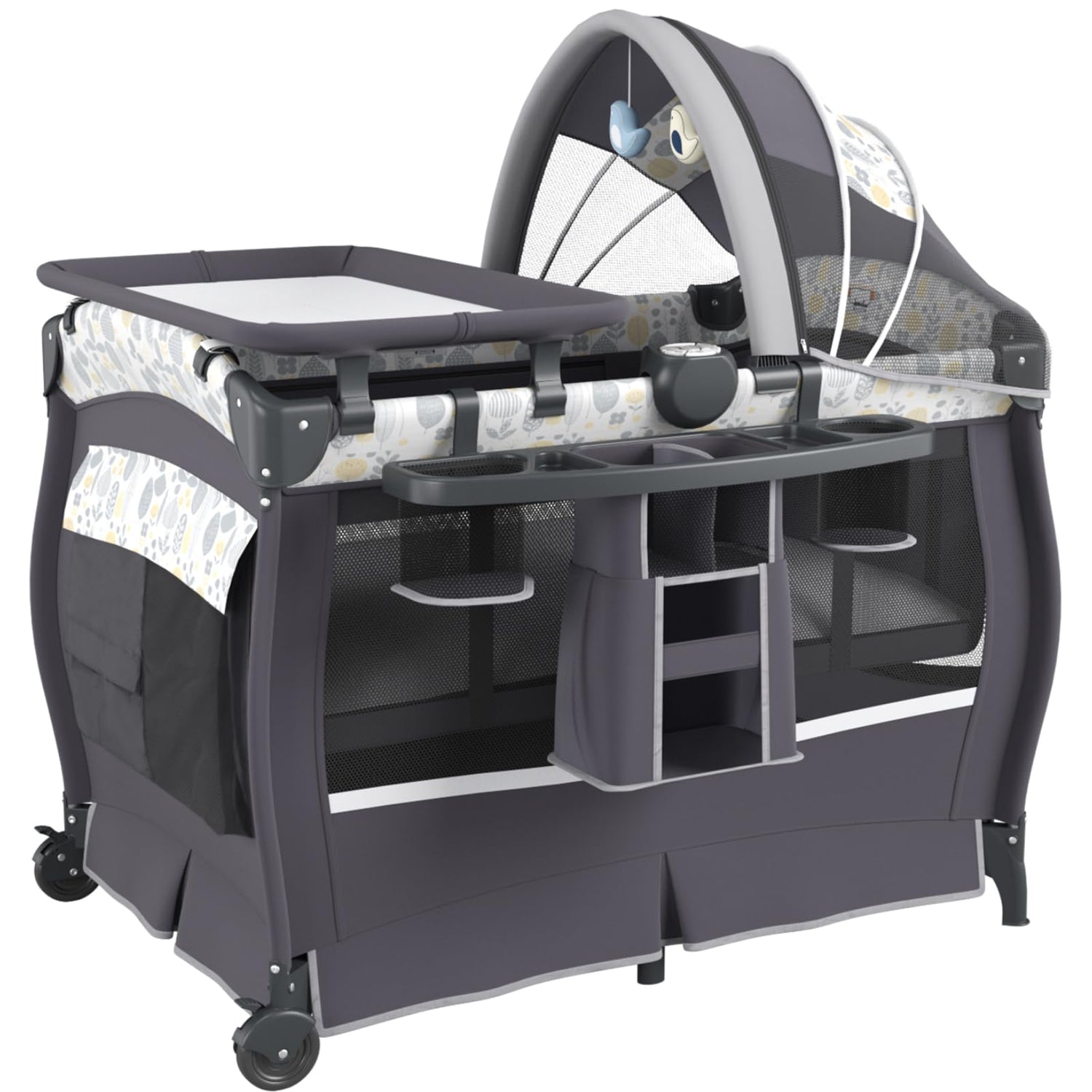 5 in 1 Portable Pack and Play with Bassinet and Mattress
