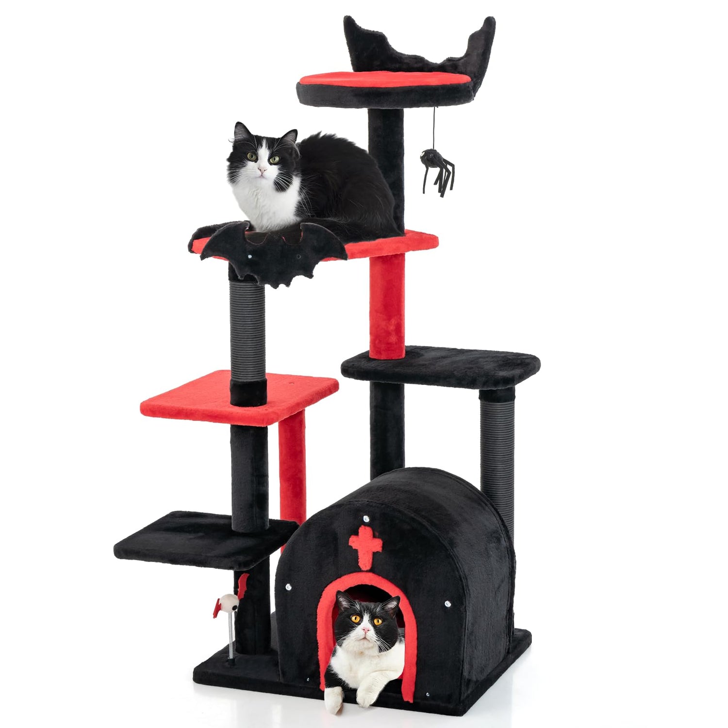 Gothic Cat Tree 134cm Tall Cat Tower with Cat Bed for Indoor Kitten and Adult Cat