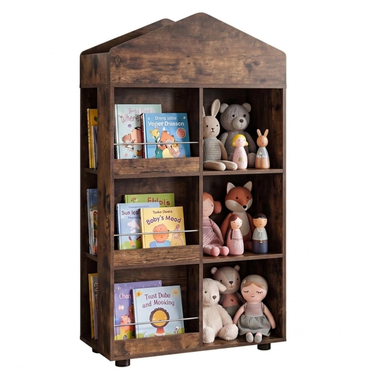 Kids Bookshelf, Wooden Children Bookcase Toy Organizer