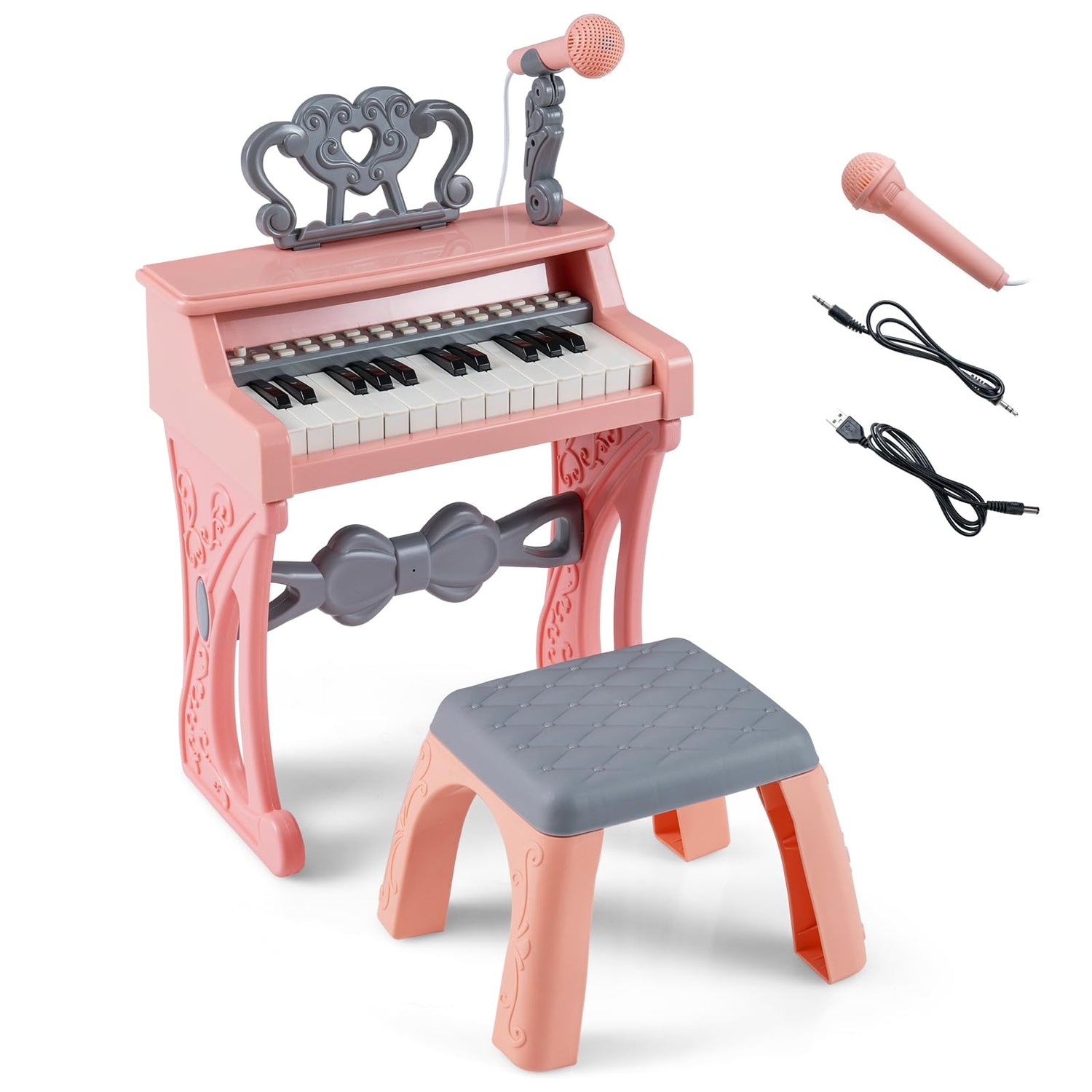 Mini Electric Toddler Keyboard with Microphone (High Stand with Stool)