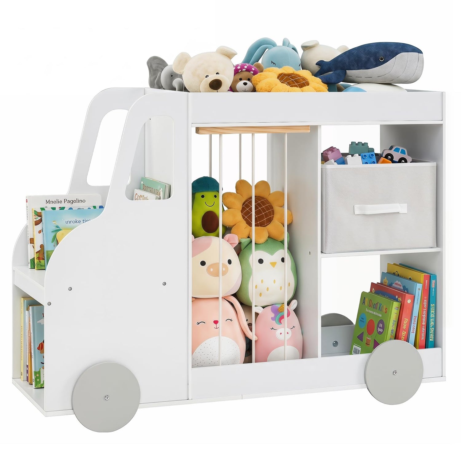 Toy Storage Organizer, Kids Bookshelf with Stuffed Animal Storage