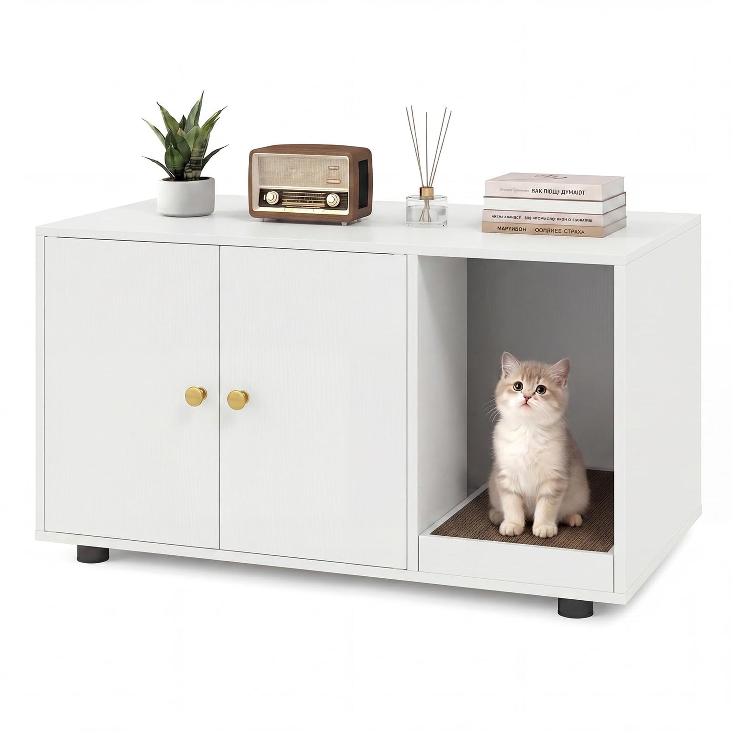 Cat Litter Box Enclosure, Hidden Kitty Washroom Toilet