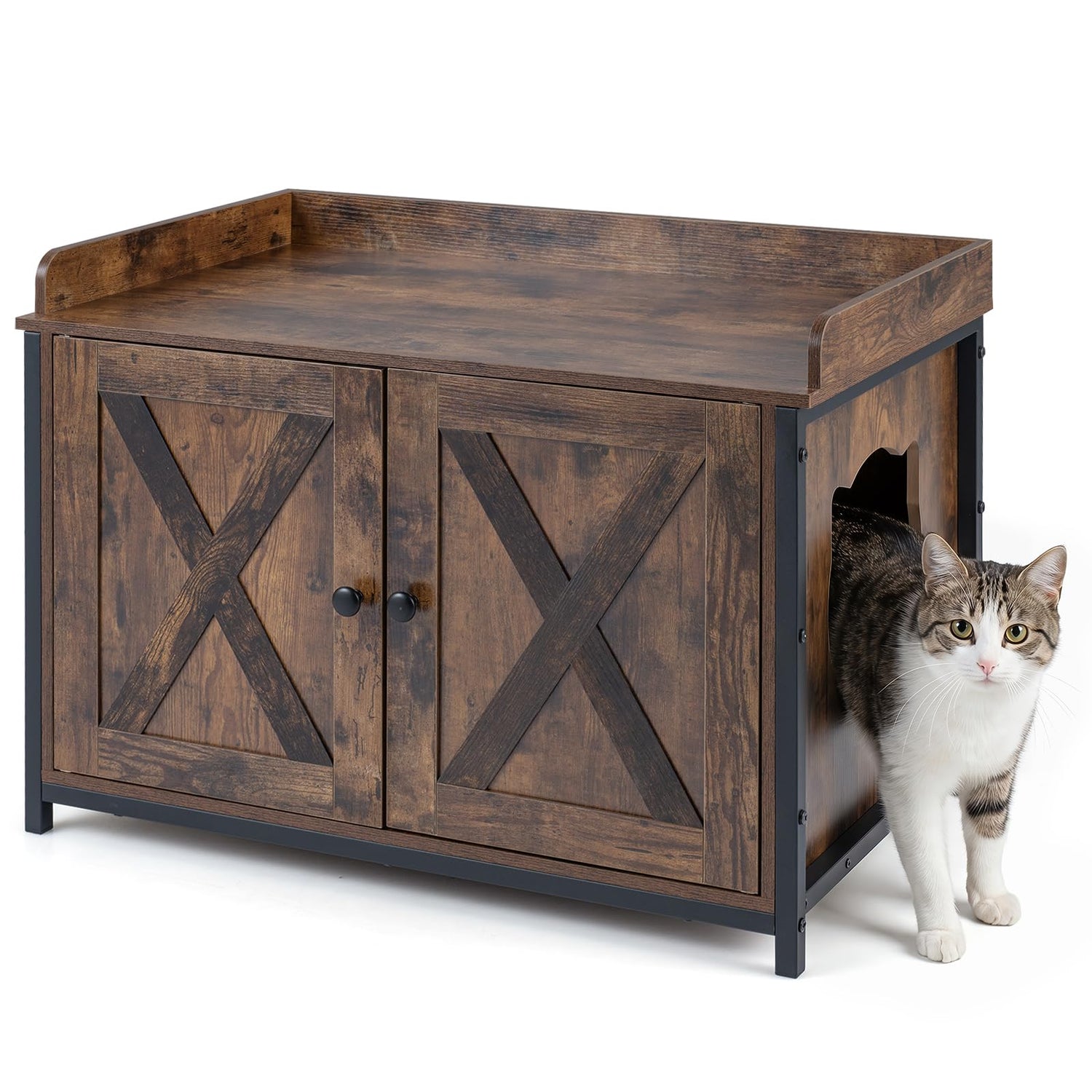 Cat Litter Box Enclosure, Kitty Hidden Washroom Toilet