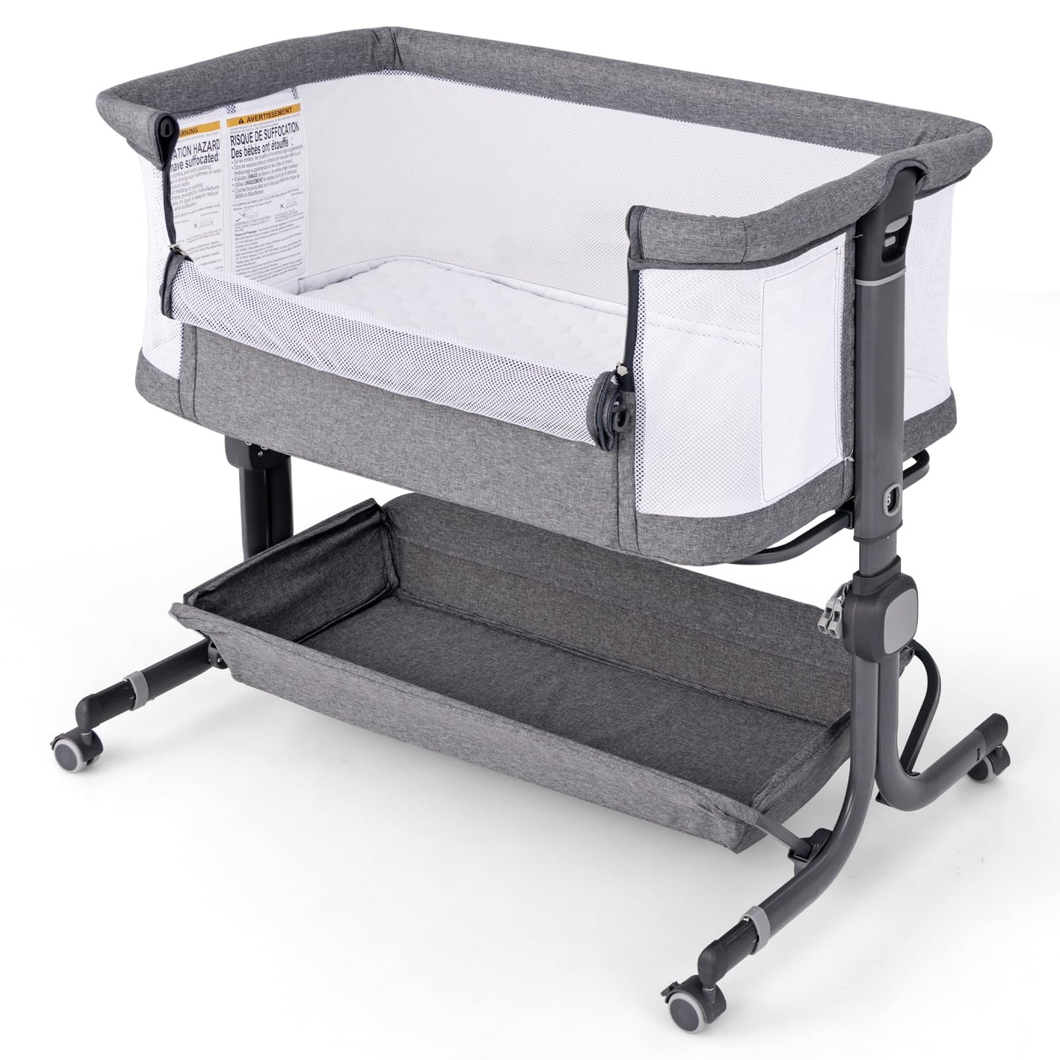 6-Level Heights Adjustable Bassinet with Mattress