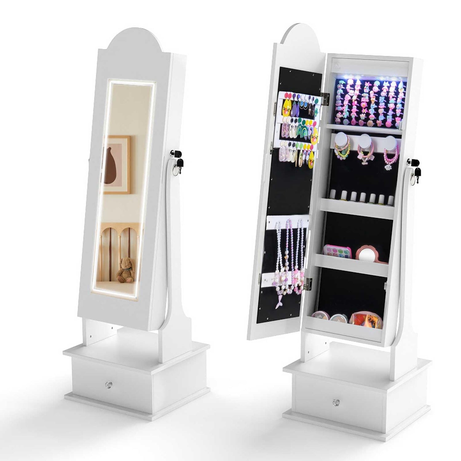 Kids Jewelry Cabinet Children Jewelry Organizer with Lights