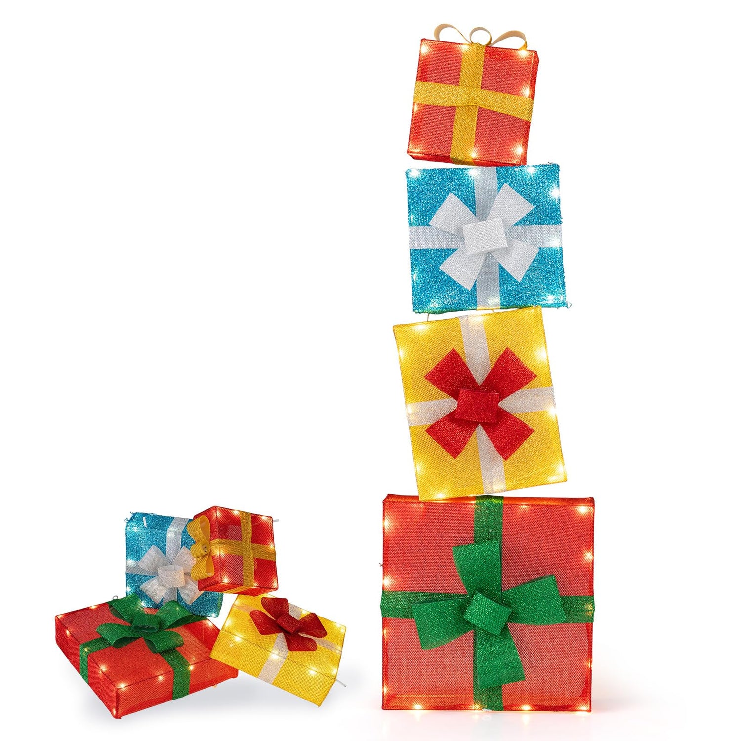 Set of 3/4 Christmas Lighted Gift Boxes Decoration