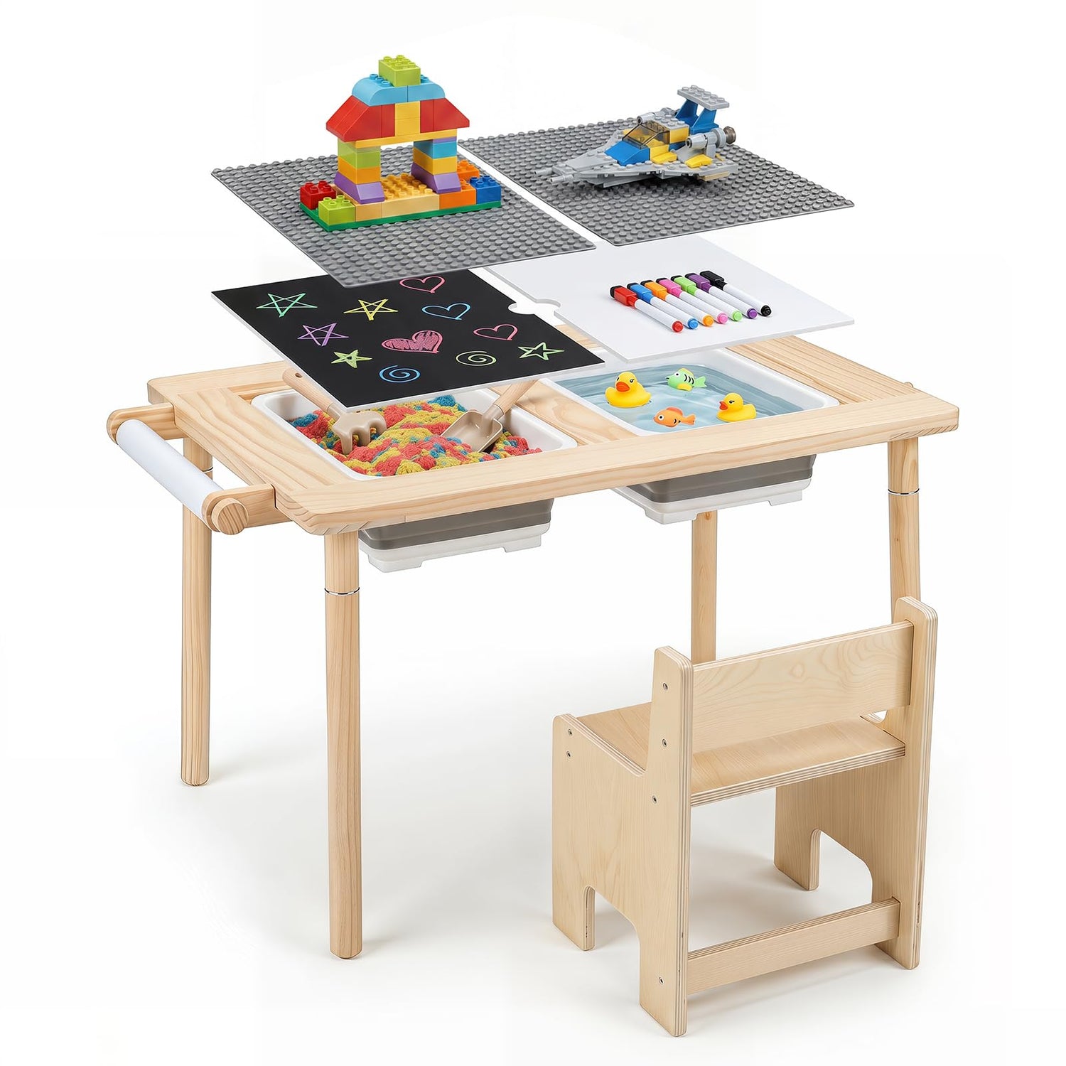 GYMAX Kids Sensory Table and Chair Set, Activity Table