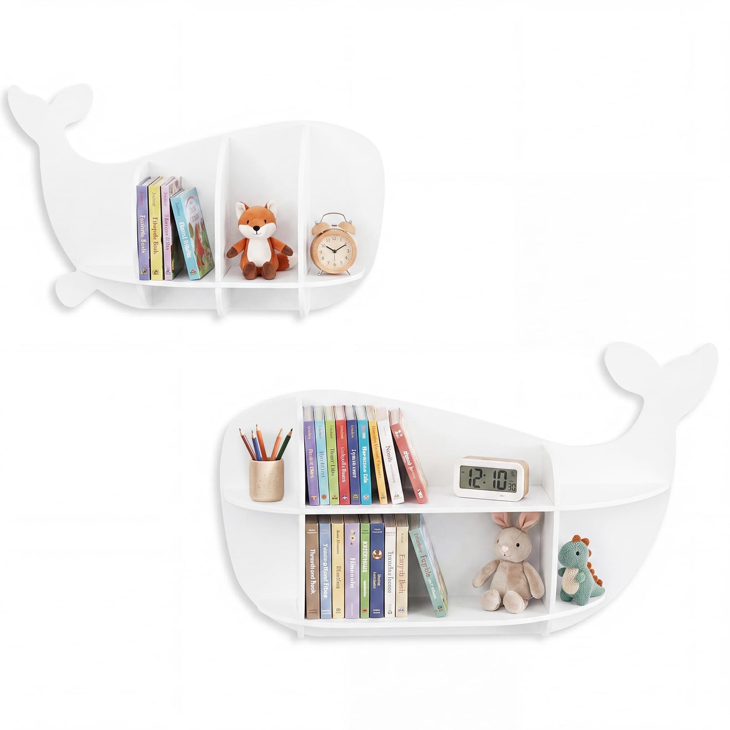 Space Saving Children Wooden Wall Shelves Organizer Display Storage Rack