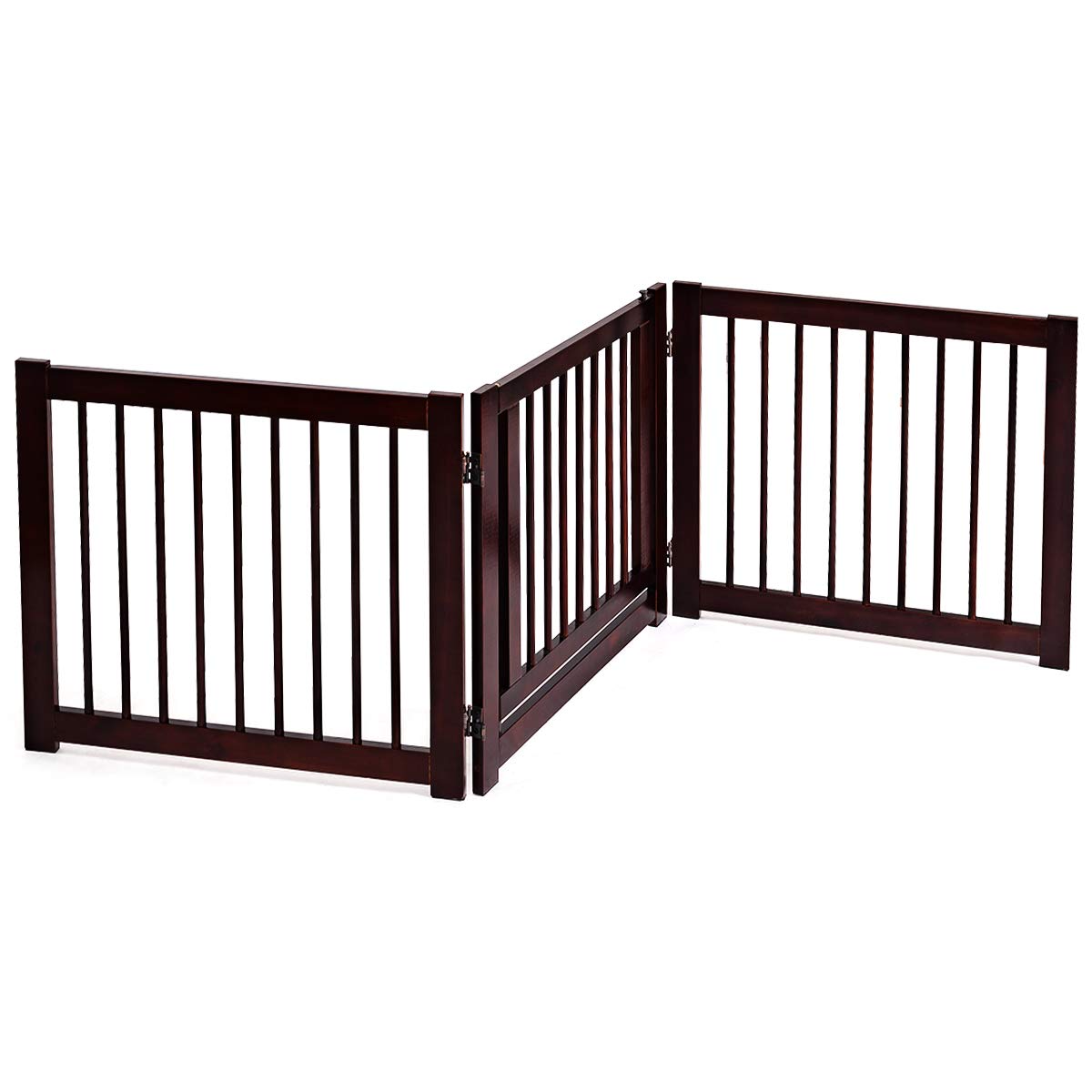 GYMAX 3 Panel Folding Dog Barrier with Walk Through Door