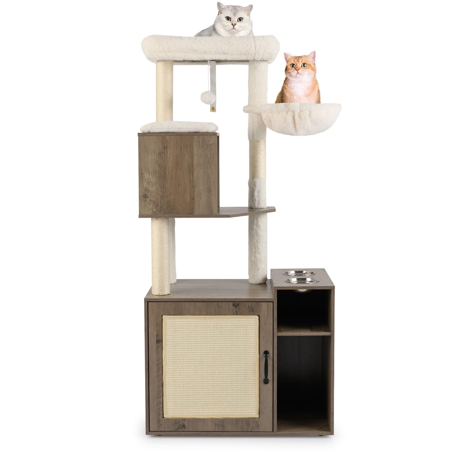 Cat Litter Box Enclosure with Sisal Scratching Post and Mat