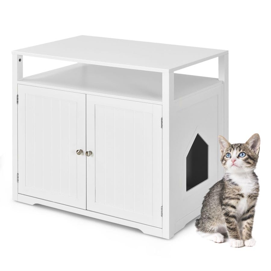 GYMAX Modern Cat Litter Box Enclosure