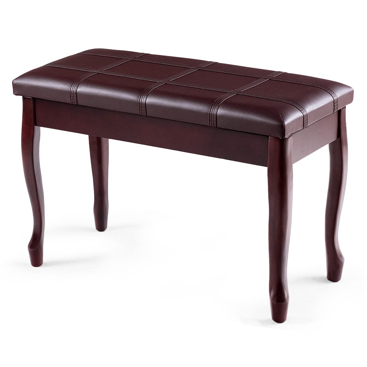 GYMAX Piano Bench with Storage and Padded Cushion