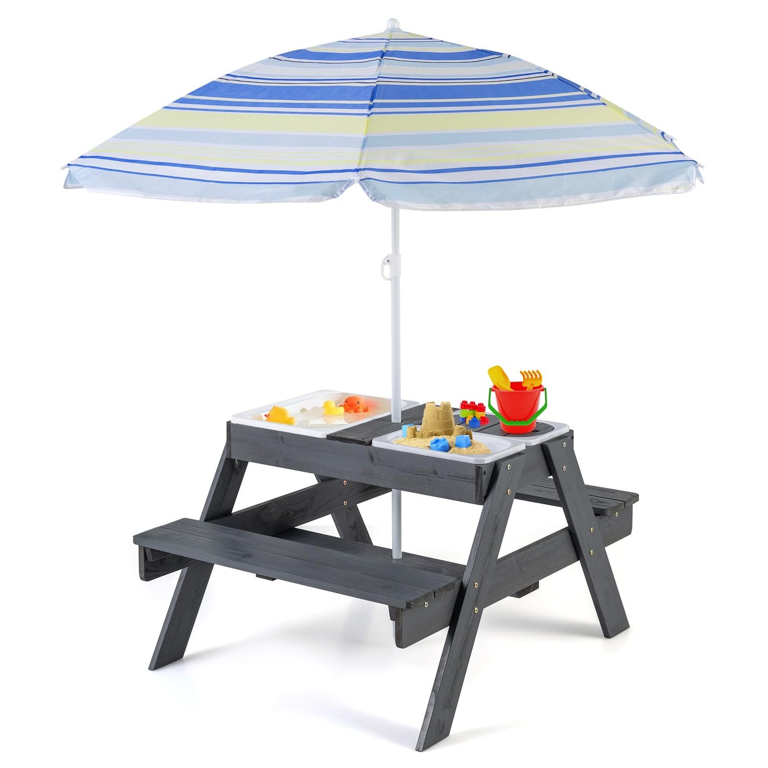 GYMAX 4 in 1  Kids Picnic Table and Bench Set