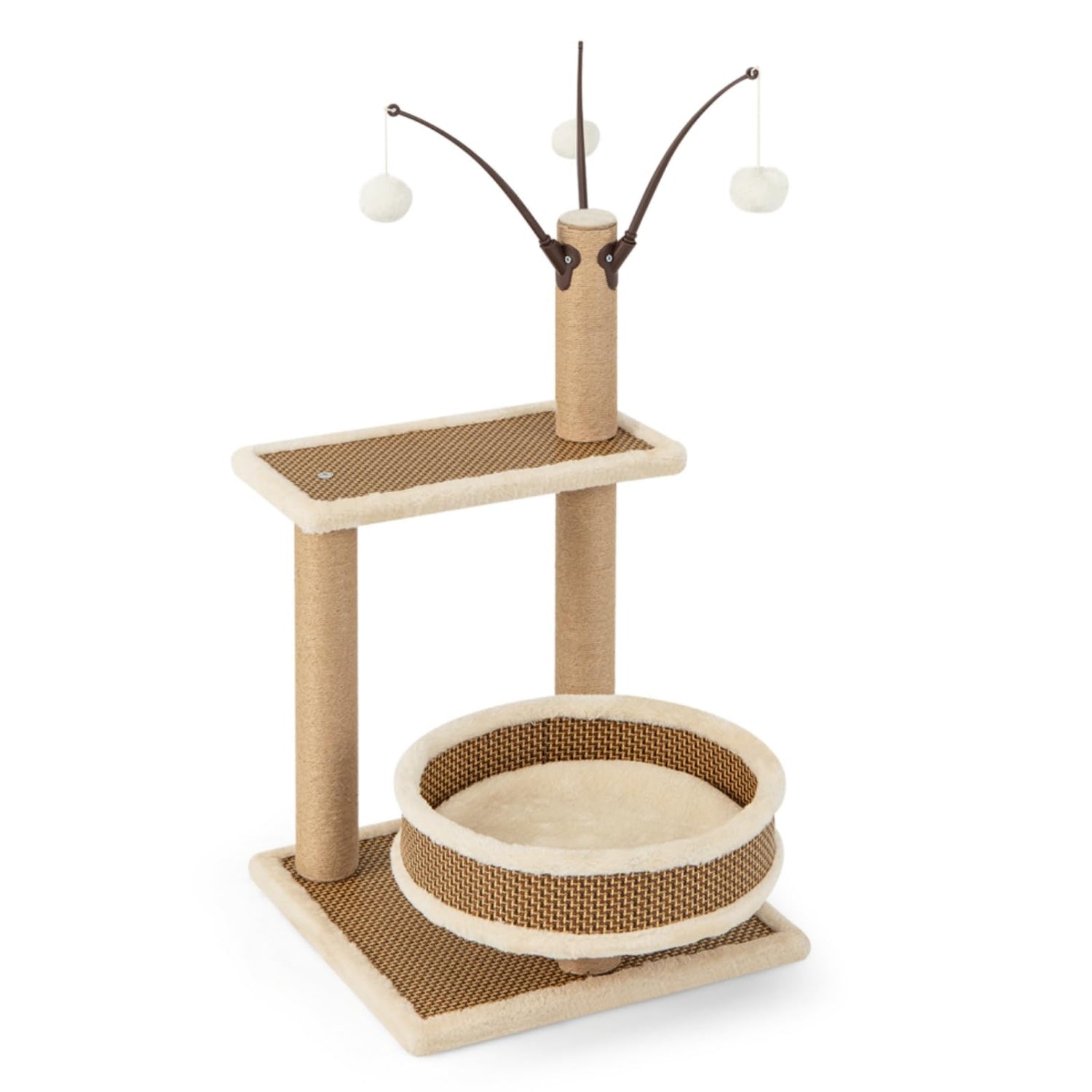 GYMAX Cat Tree, 80cm Cat Climbing Tower with Scratching Posts