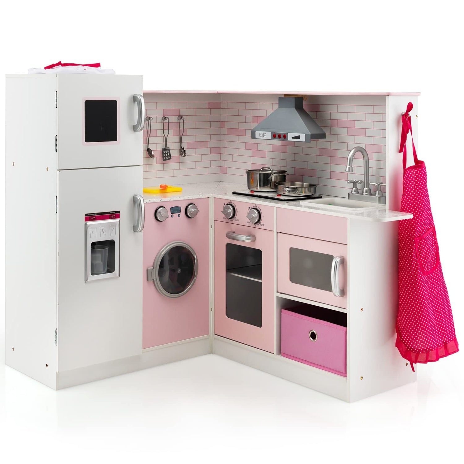 Kids Corner Play Kitchen with Apron and Chef Hat