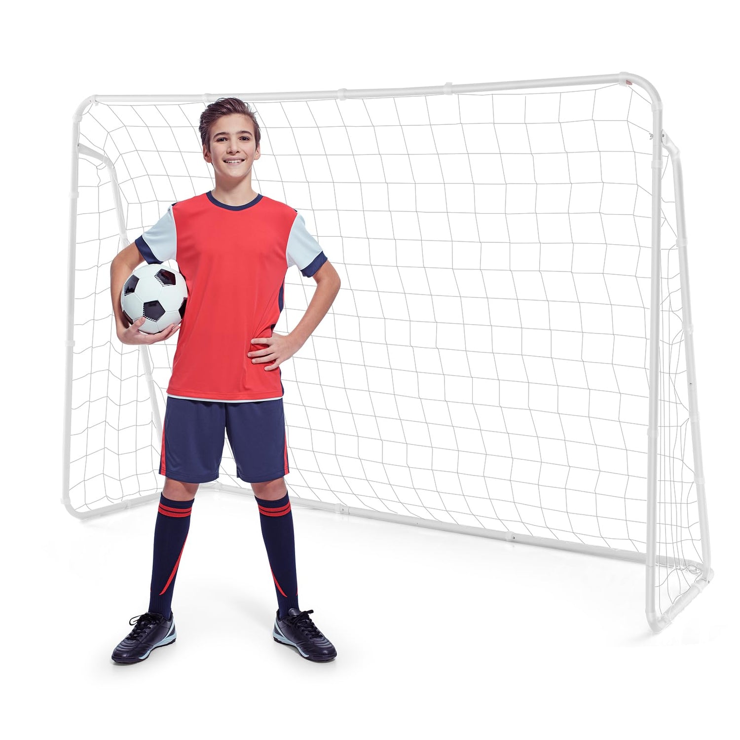 GYMAX Kids Football Goal with Thickened Post & Strengthened Corners