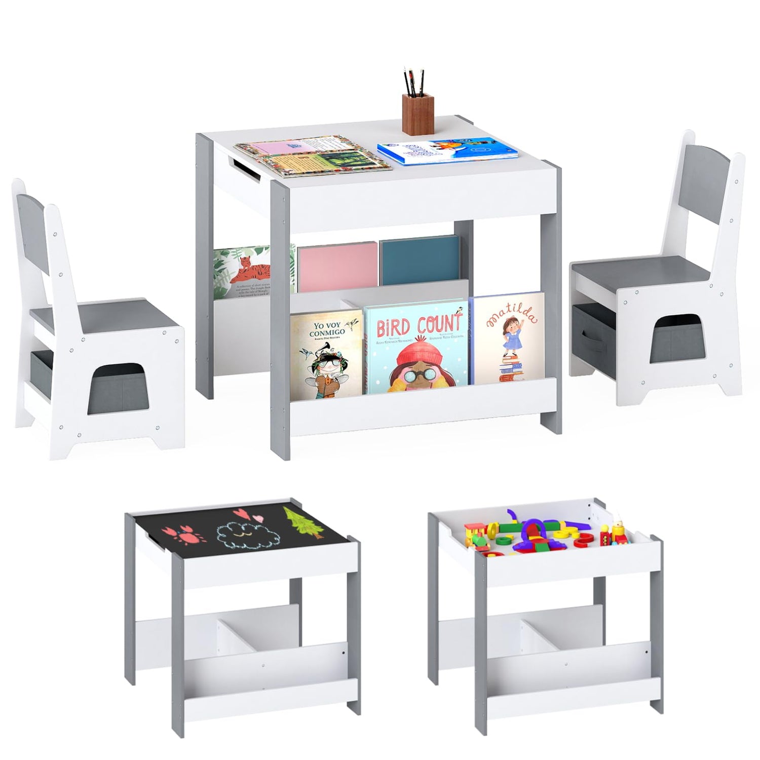 Kids Table and Chairs Set Toddler Wooden Activity Desk