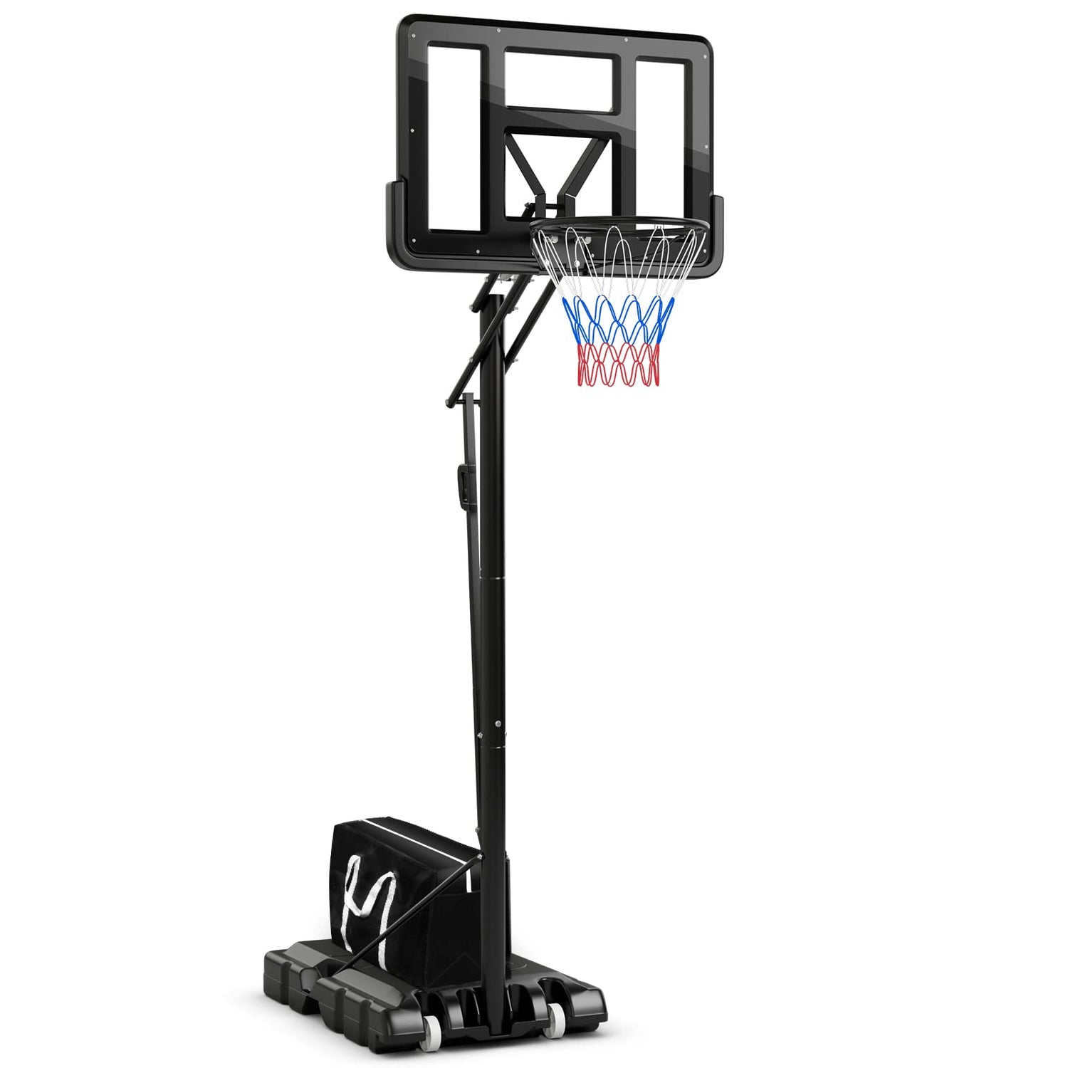 GYMAX 12FT Portable Basketball Set with 44" Backboard, Wheels