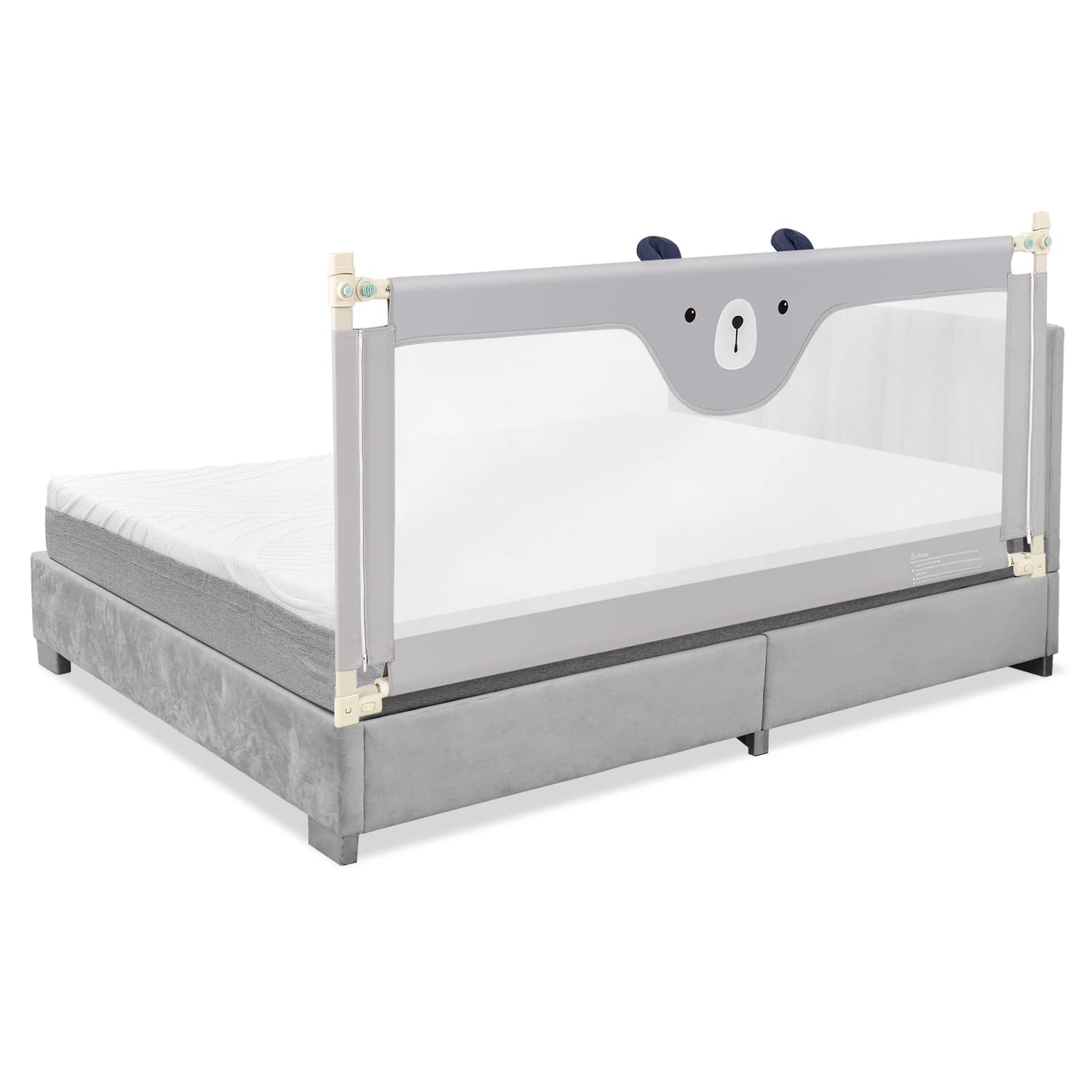GYMAX 175 x 25 x 73-101cm Baby Bed Guard with Double Safety Lock