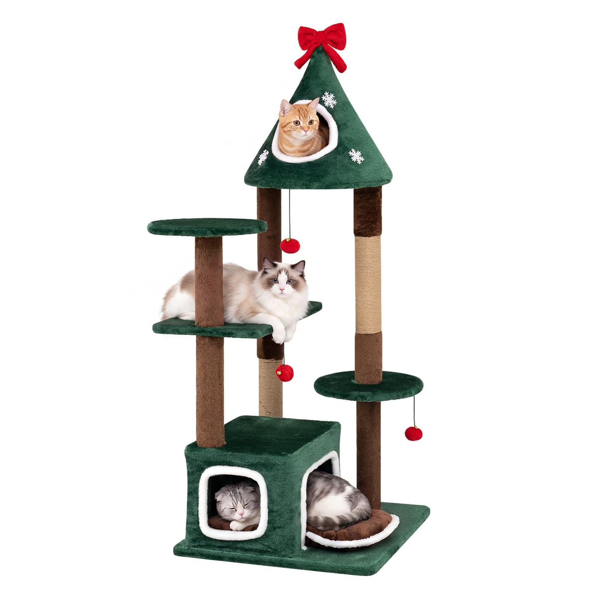 Cat Tree, Christmas Cats Climbing Tower with Condos