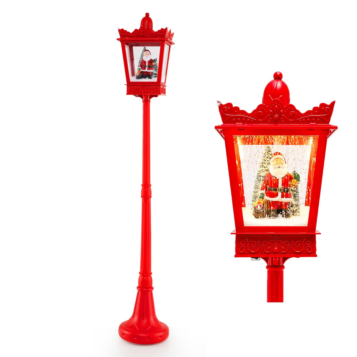 188 cm Christmas Streetlamp Plug-in Musical Lamp Post with LED Lights